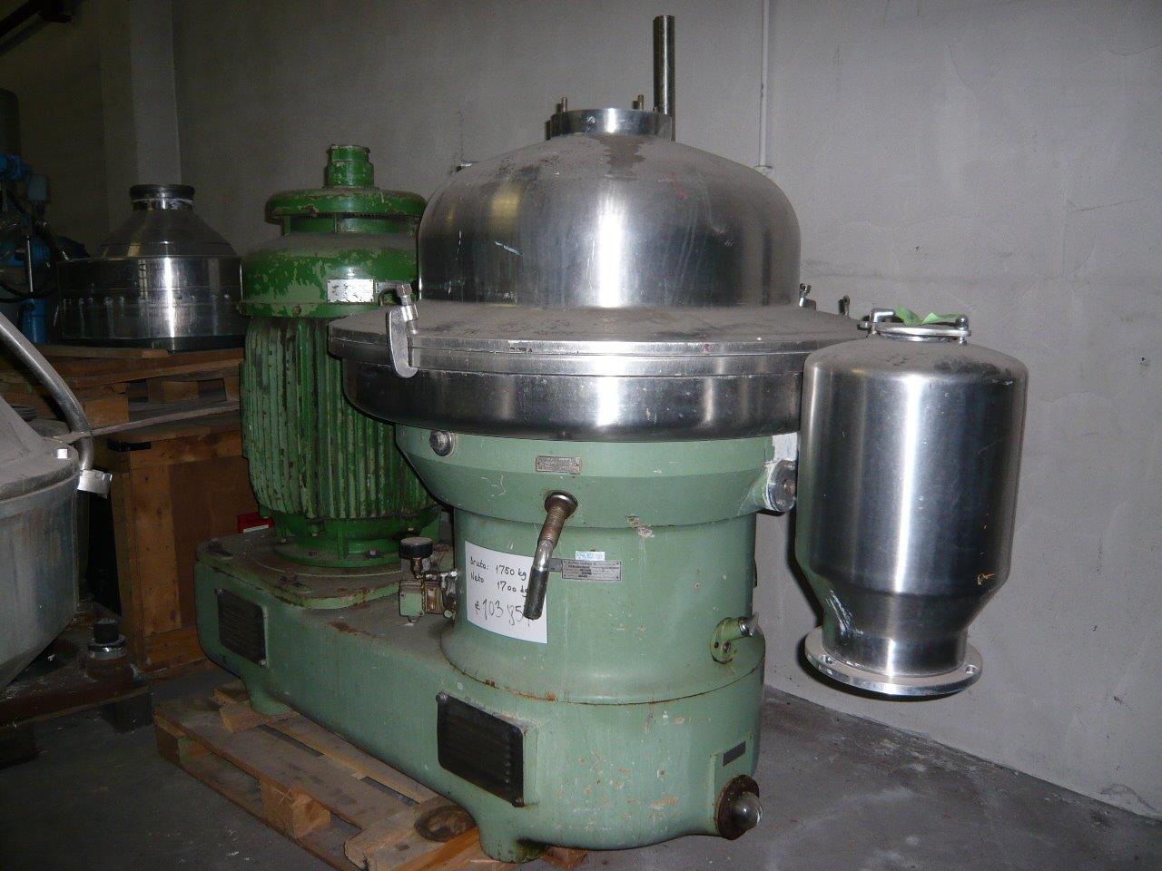 IPP# 103857, 45 kW (60.3 HP)  Stainless Steel 316  Centrifuge-Disc Bowl For Sale