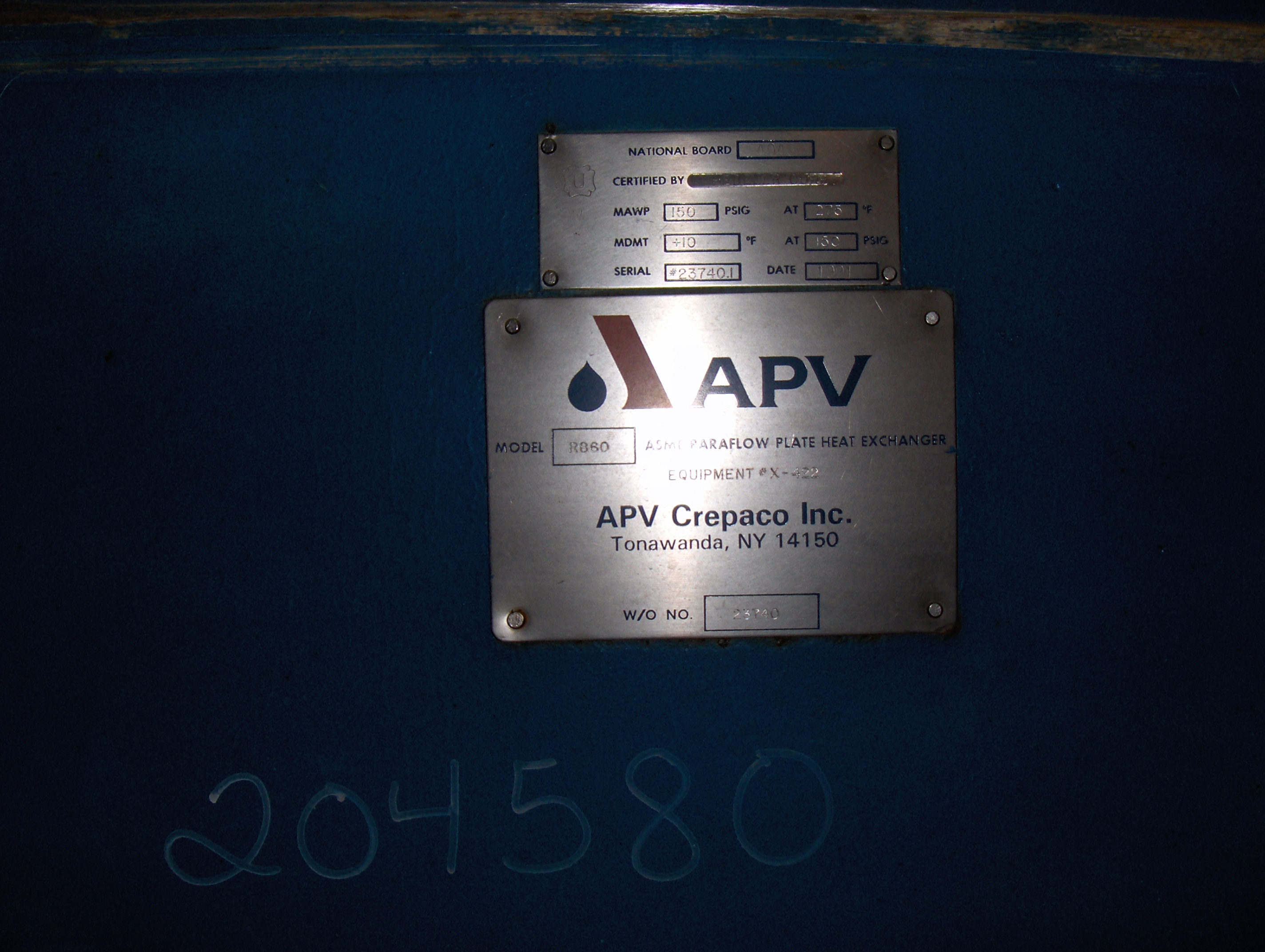 IPP# 204580, 139.4 m² (1,500 ft²)  Stainless Steel Other Plate and Frame Heat Exchanger For Sale