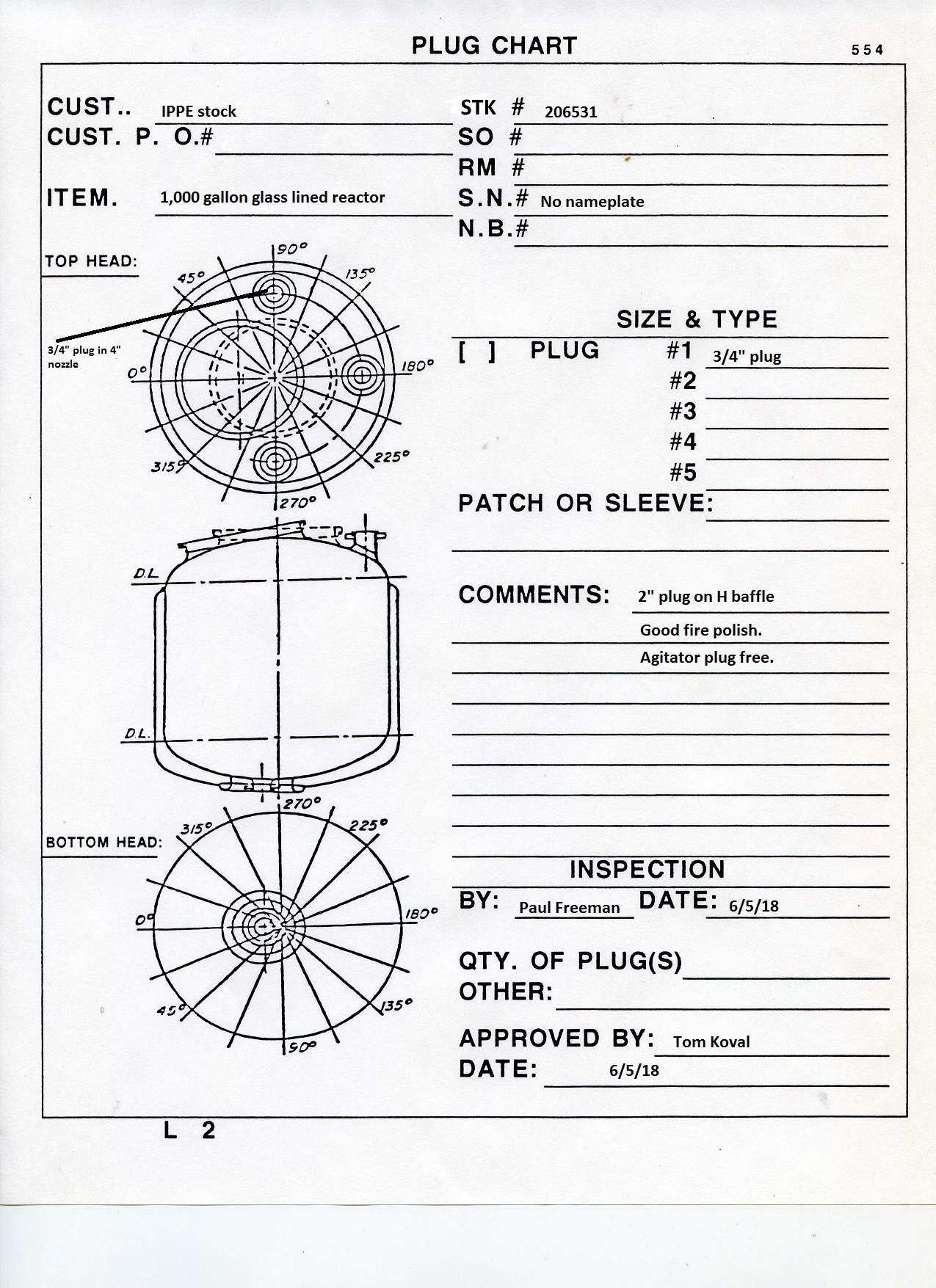 IPP# 206531, 3,785 L (1,000 gallons)  Glasslined Batch-Type Agitated Reactor For Sale