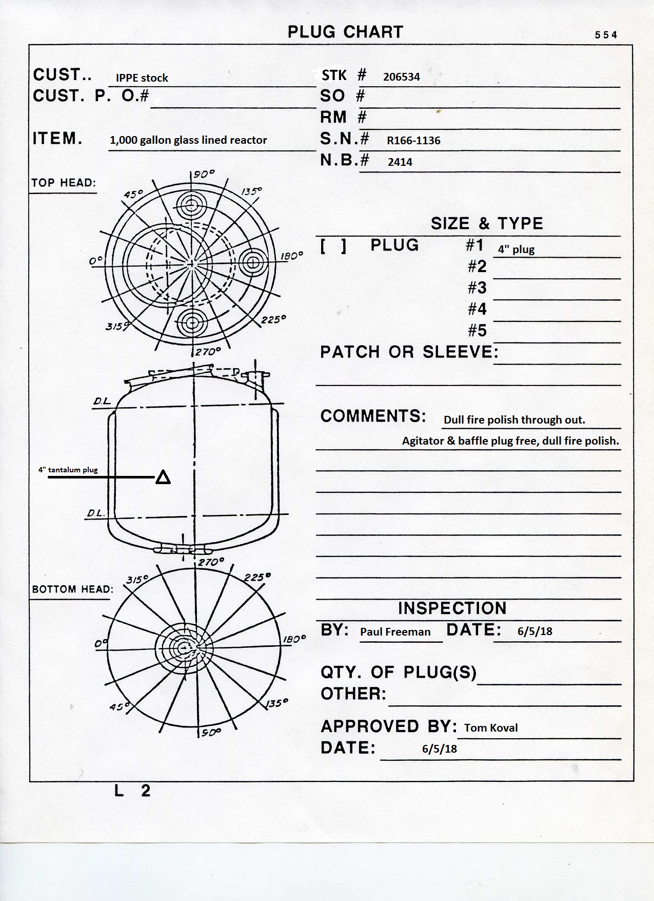 IPP# 206534, 3,785 L (1,000 gallons)  Glasslined Batch-Type Agitated Reactor For Sale