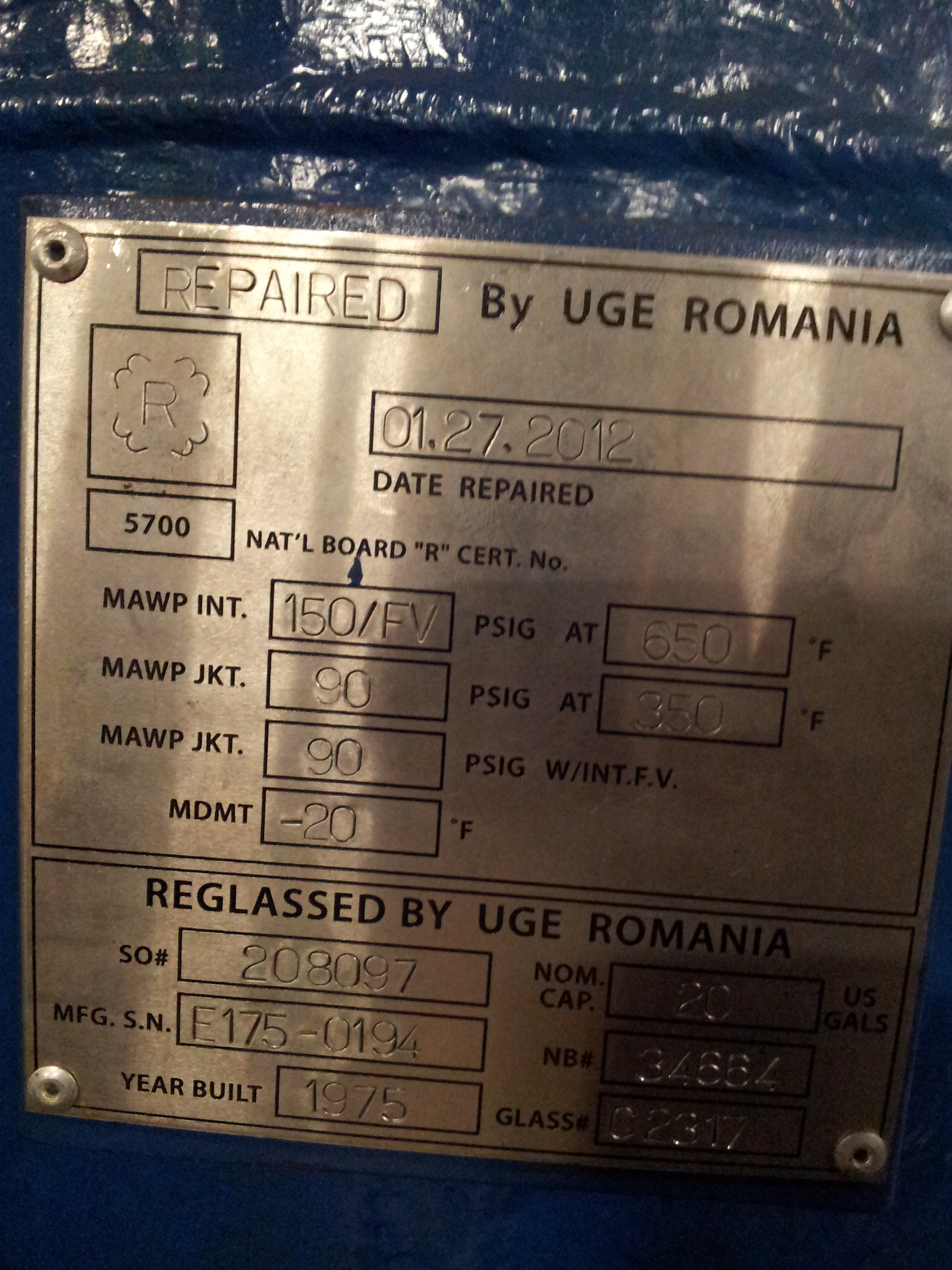  Batch-Type Agitated Reactor 75.7 L (20 gallons) Glasslined For Sale - IPP# 208097