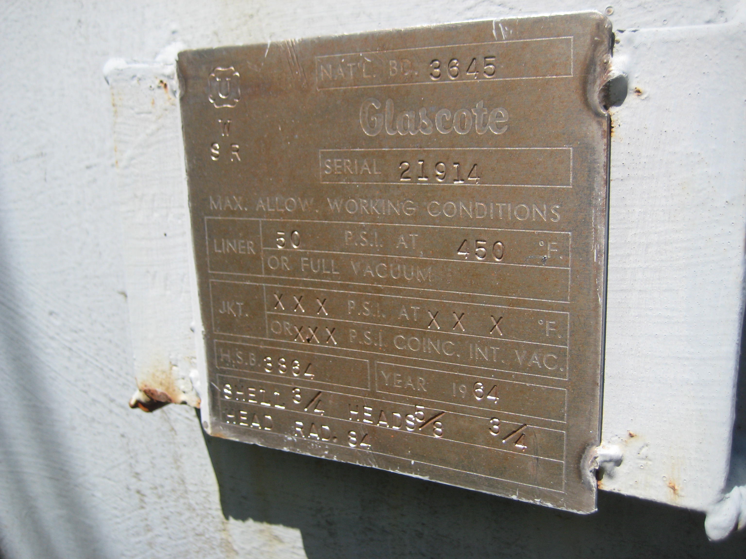 Glasslined Glascote Tank - IPP# 201655