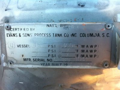 IPP# 202233, 567.8 L (150 gallons)  Stainless Steel 316  Tank For Sale