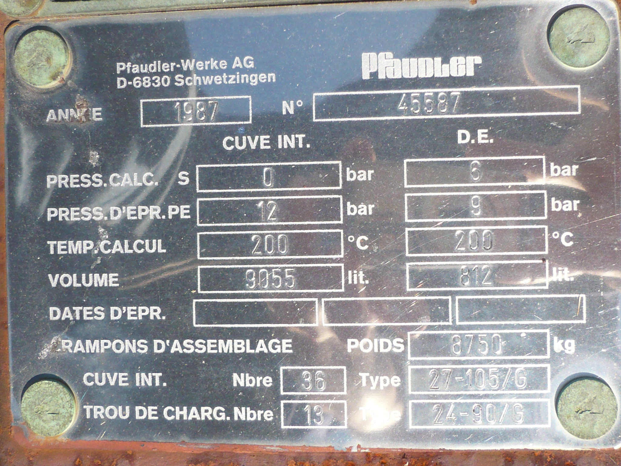 IPP# 202754, 9,055 L (2,392 gallons)  Glasslined Batch-Type Agitated Reactor For Sale