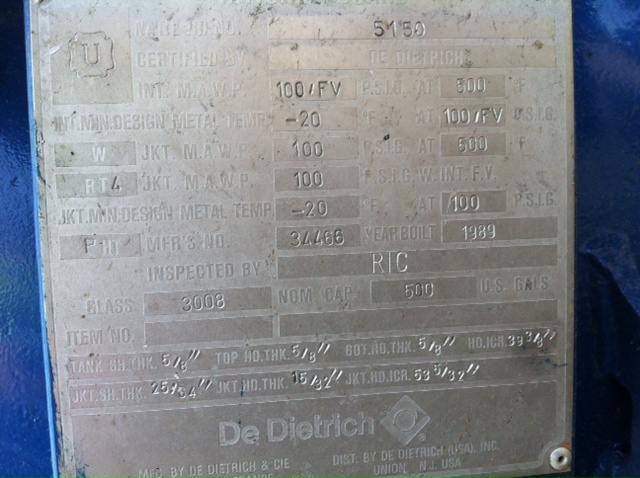 Glasslined DeDietrich SA series Batch-Type Agitated Reactor - IPP# 203006