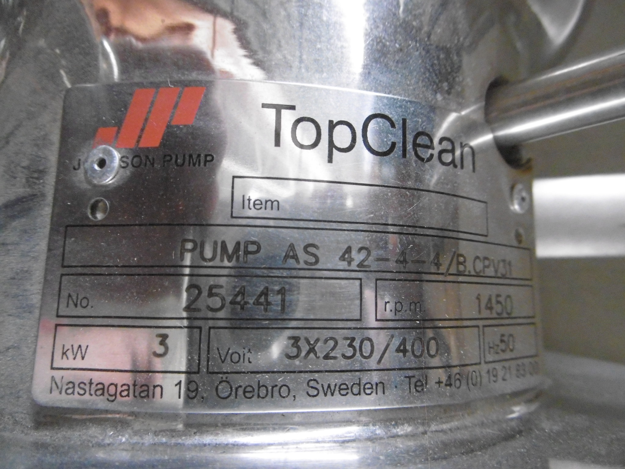 IPP# 214802, 7 m3/h (30.8 GPM)  Stainless Steel 316L Centrifugal Pump For Sale