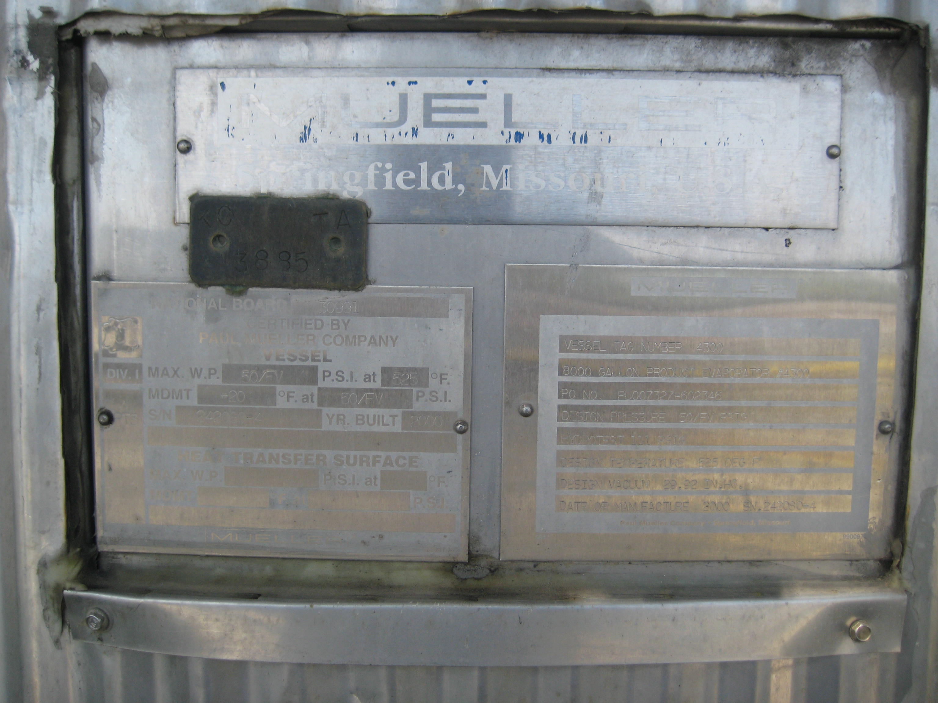 IPP# 216019, 28,769 L (7,600 gallons)  Stainless Steel 304  Tank For Sale