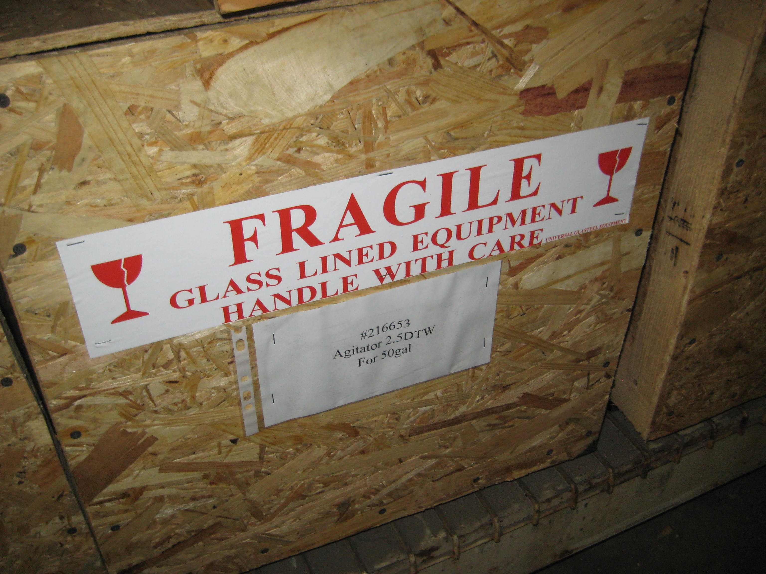 IPP# 216653, 189.3 L (50 gallons)  Glasslined Agitator Glass Lined Parts For Sale