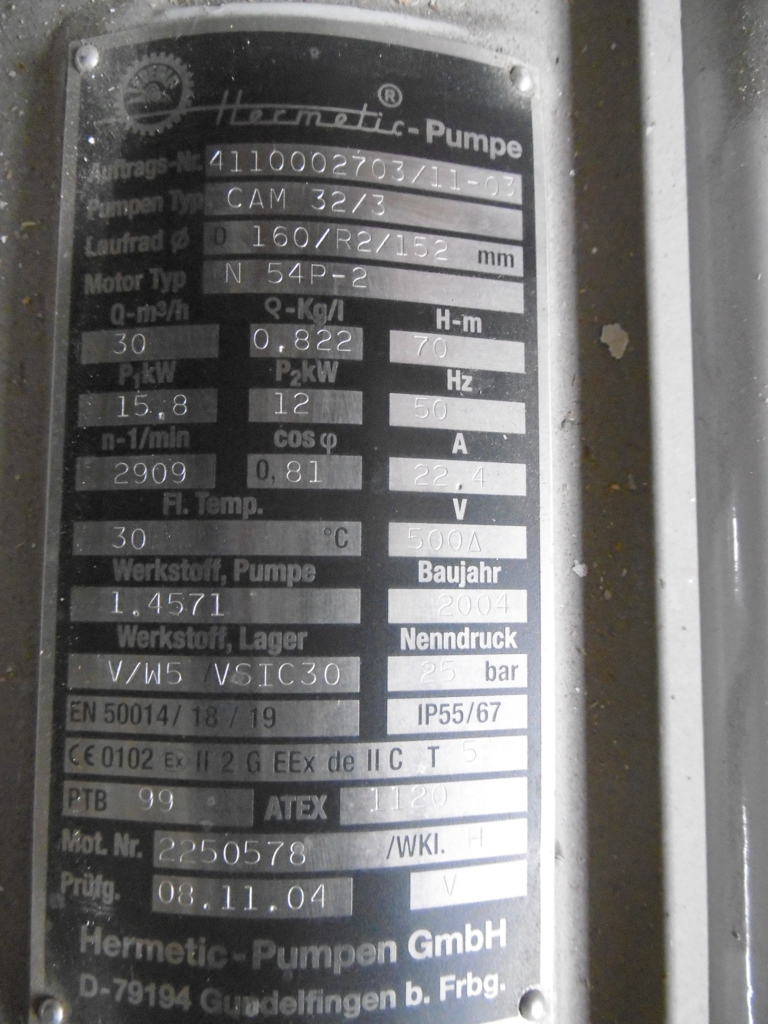 Unused Centrifugal Pump 30 m3/h (132.1 GPM) Stainless Steel Austenitic For Sale - IPP# 219131