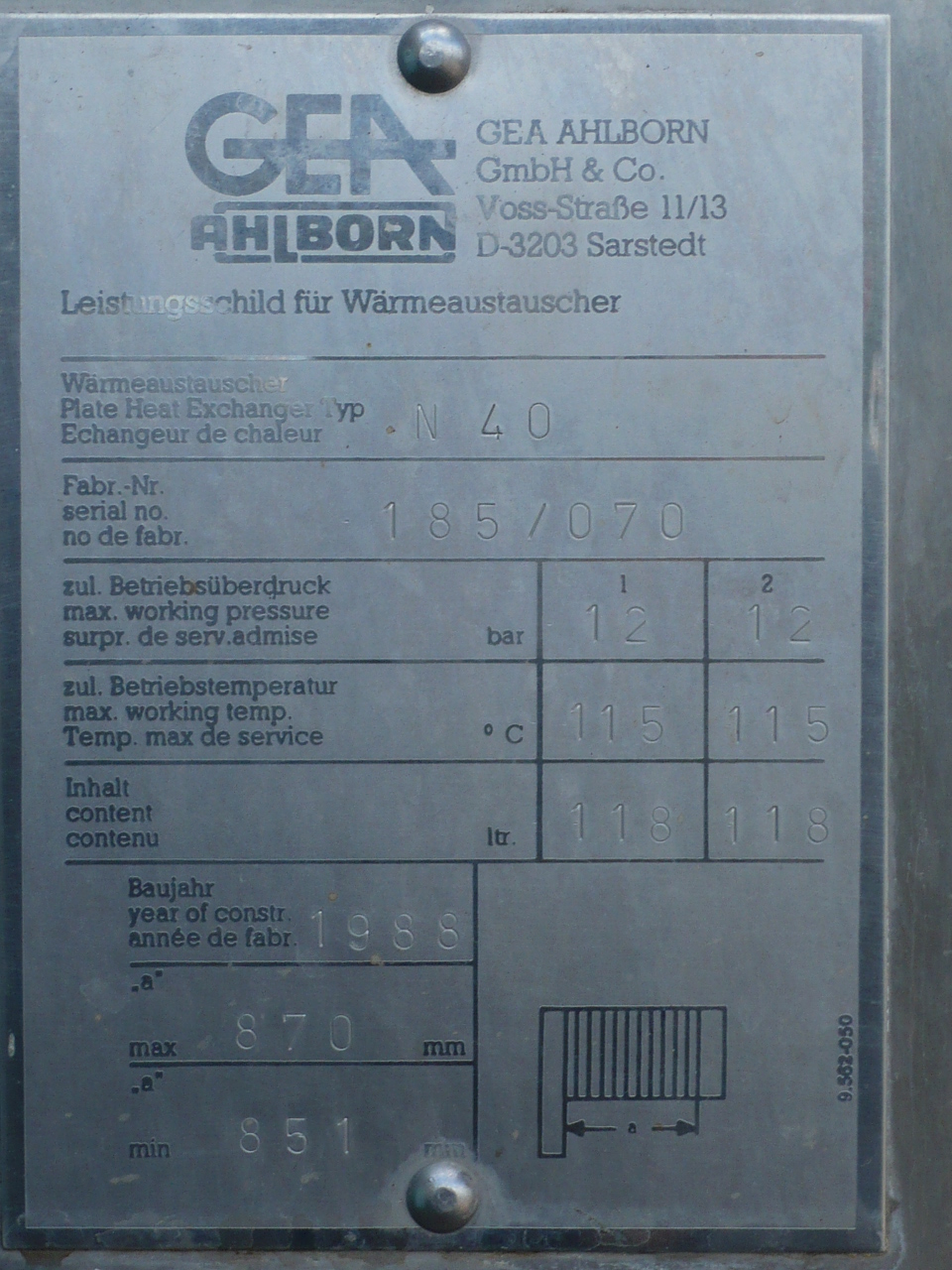 IPP# 219259, 47.5 m² (511.5 ft²)  Stainless Steel 316 Plate and Frame Heat Exchanger For Sale