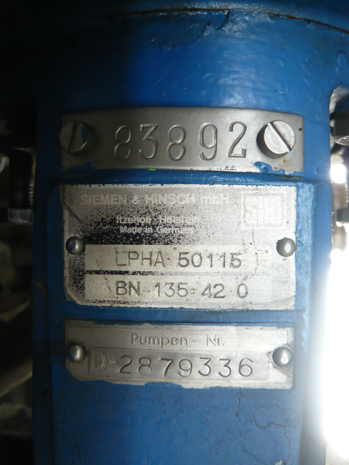 IPP# 219547, 500 m3/h (294.3 CFM)  Stainless Steel 316  Pump-Vacuum For Sale