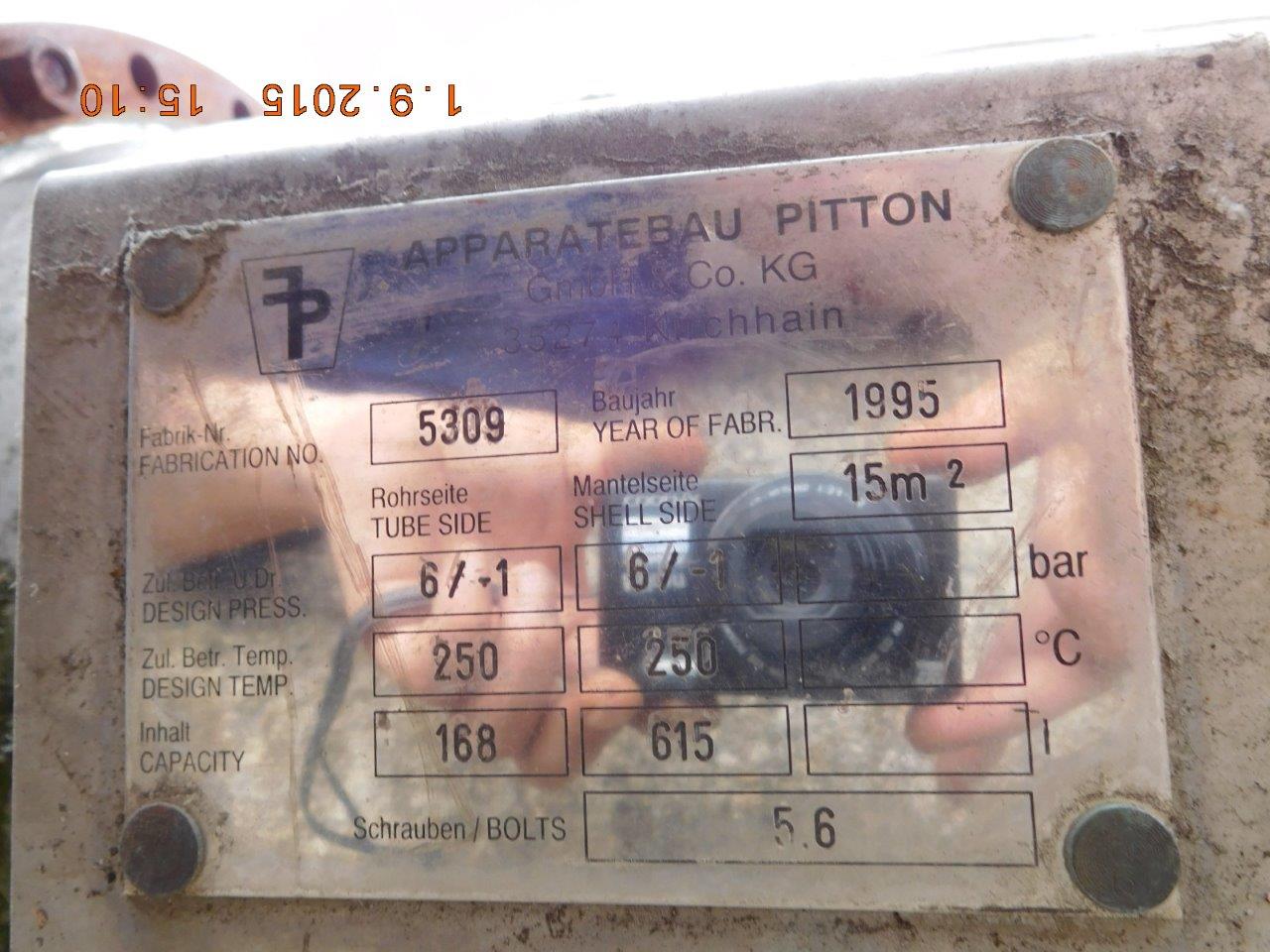  Shell and Tube Heat Exchanger 15 m² (161.5 ft²) Stainless Steel Austenitic For Sale - IPP# 219948