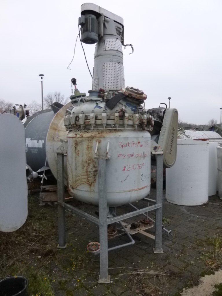 IPP# 210769, 850 L (224.5 gallons)  Glasslined Batch-Type Agitated Reactor For Sale