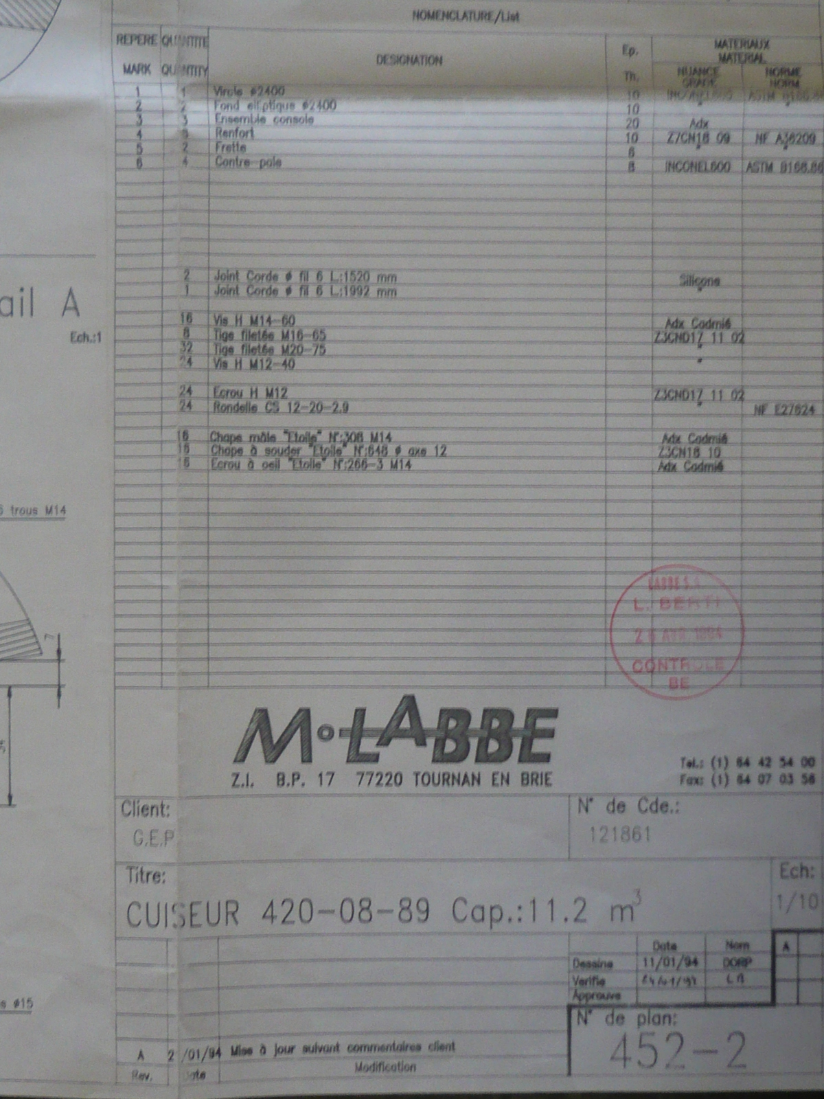 IPP# 210853, 13,300 L (3,513 gallons)  Inconel  Tank For Sale