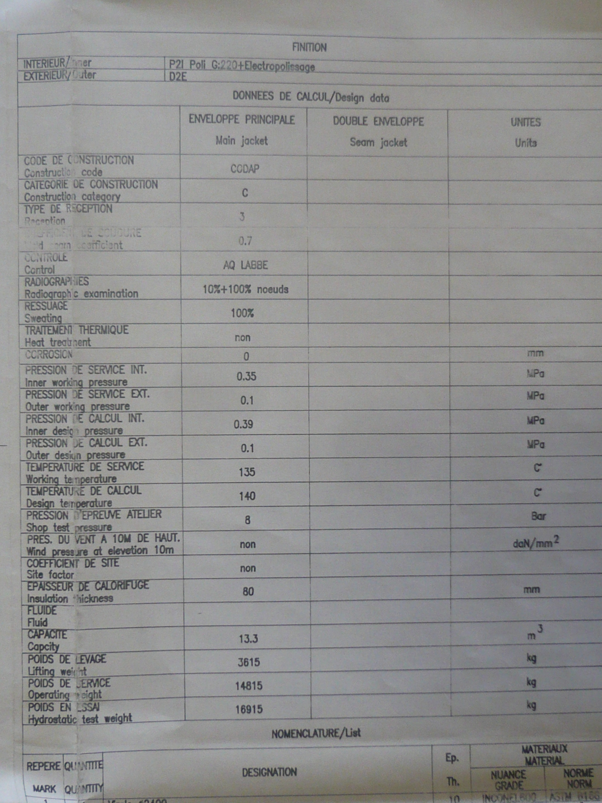 IPP# 210853, 13,300 L (3,513 gallons)  Inconel  Tank For Sale