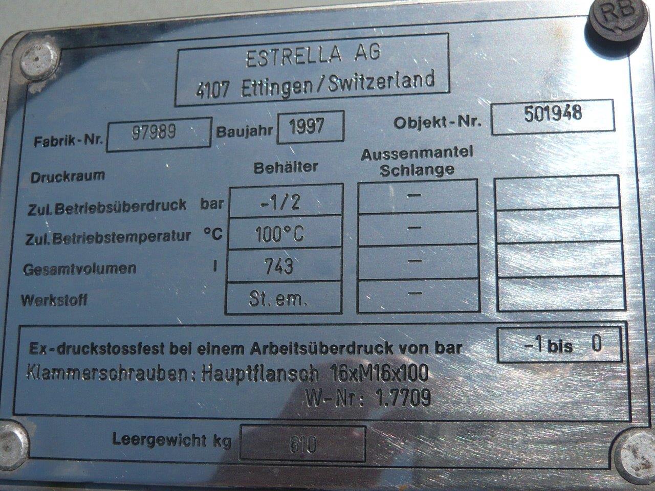 Unused Glasslined Estrella  Tank - IPP# 211687