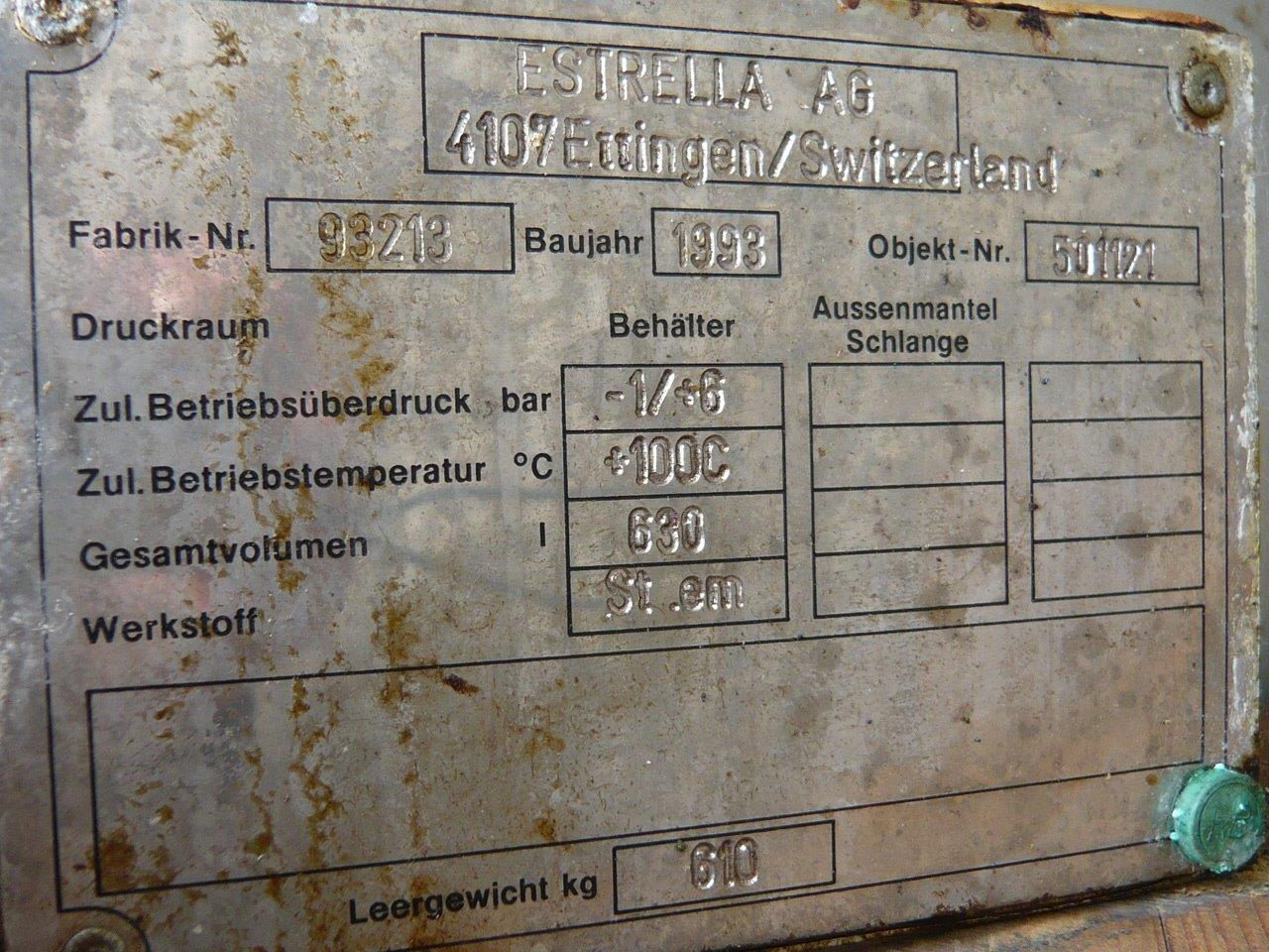 Unused Glasslined Estrella AG  Tank - IPP# 211693