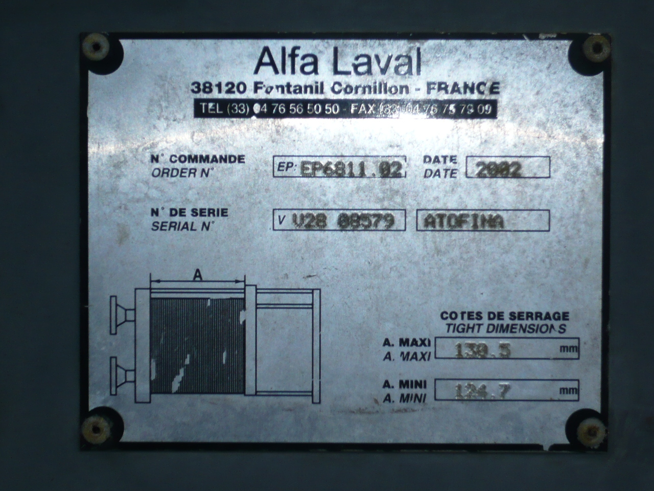 IPP# 212471, 7.6 m² (81.8 ft²)  Hastelloy - C276 Plate and Frame Heat Exchanger For Sale