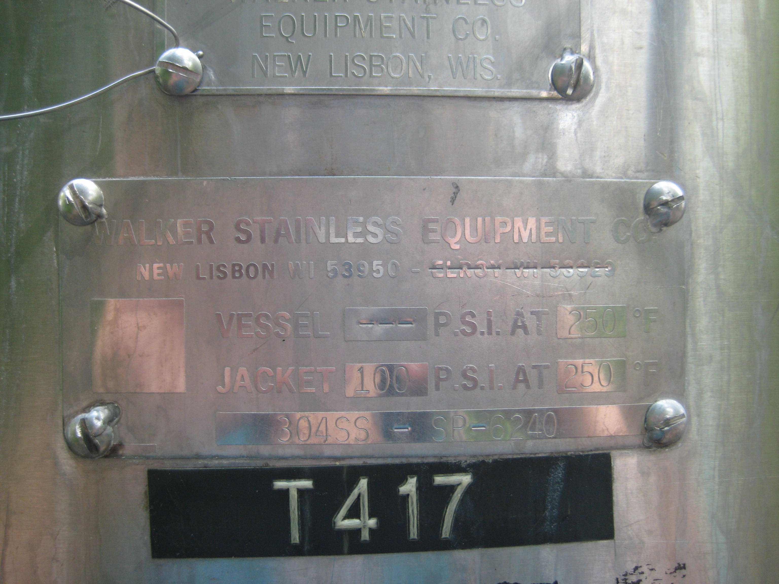 IPP# 212517, 2,271 L (600 gallons)  Stainless Steel 304  Tank For Sale