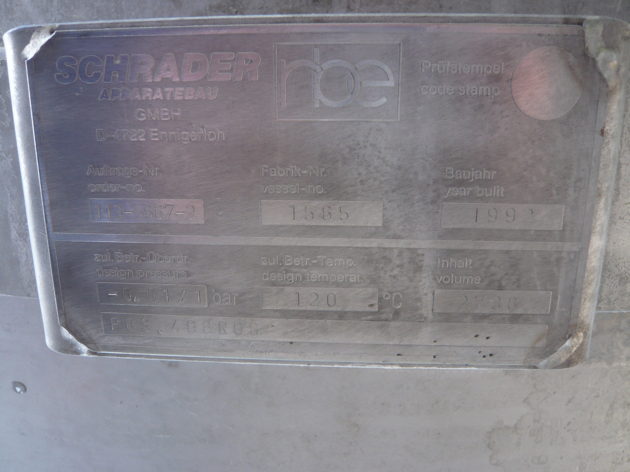 Stainless Steel 316 Tank - IPP# 212769