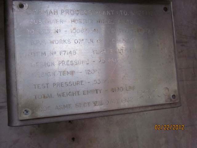 Titanium Clad Bramah Process Plant Ltd  Tank - IPP# 226211