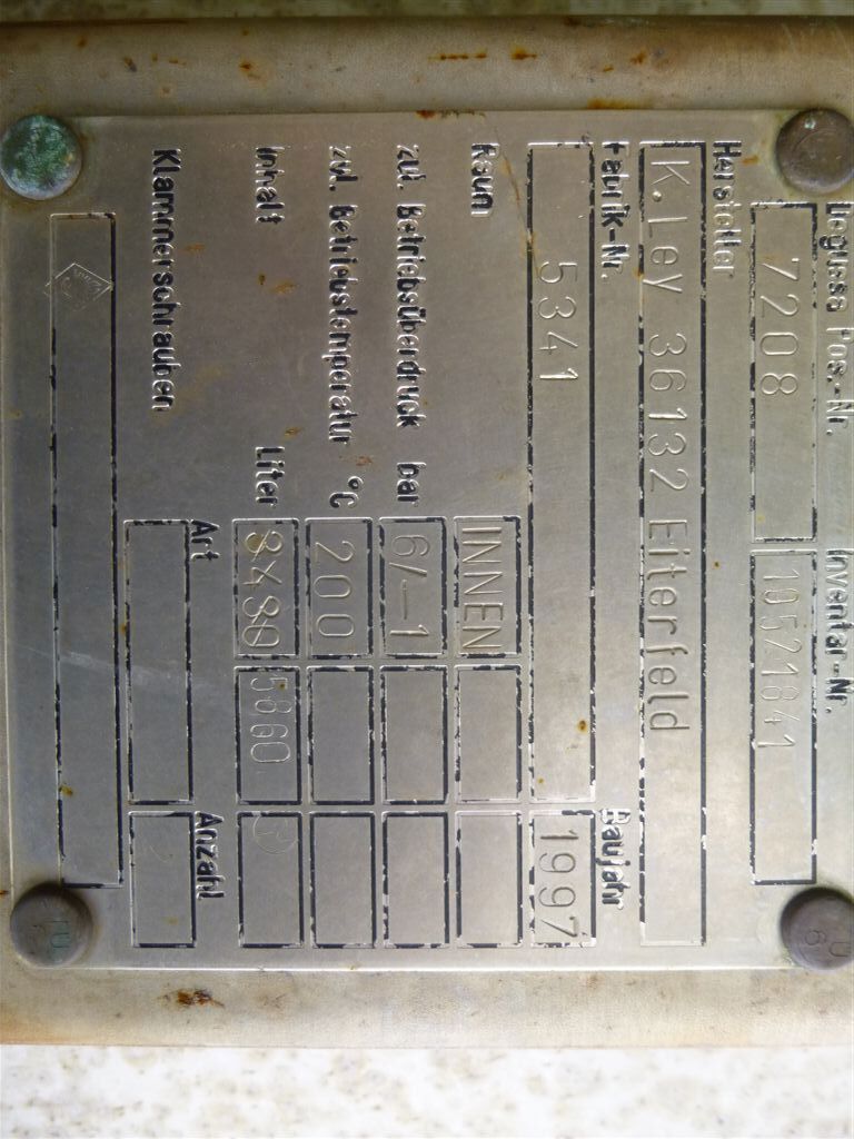 Stainless Steel Austenitic K.Ley GmbH  Tank - IPP# 220579