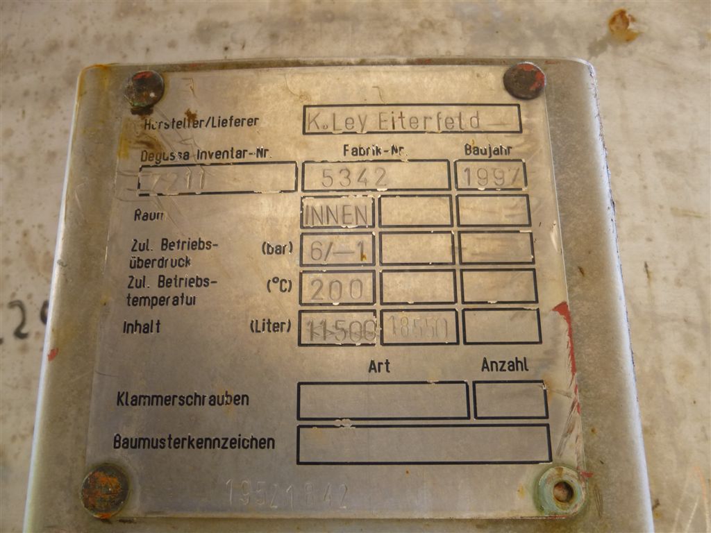 Stainless Steel Austenitic K.Ley  Tank - IPP# 220582