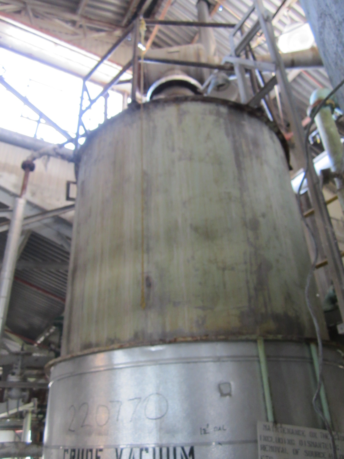 IPP# 220770, 13,249 L (3,500 gallons)  Stainless Steel 321  Tank For Sale