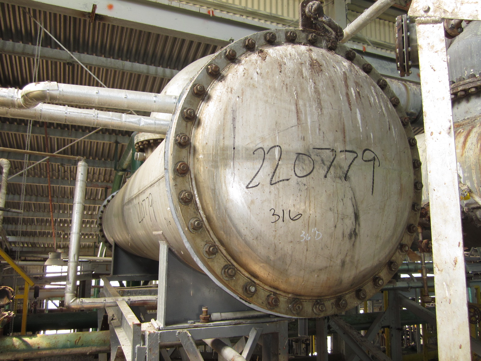 IPP# 220779, 149.1 m² (1,605 ft²)  Stainless Steel 316 Shell and Tube Heat Exchanger For Sale