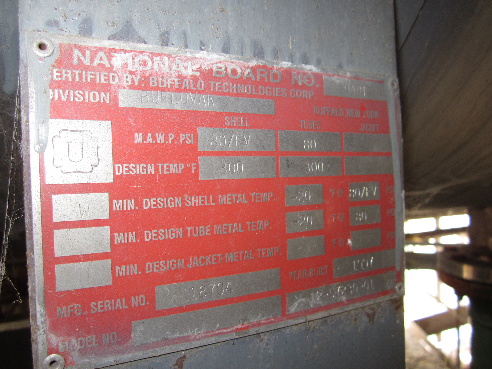 IPP# 220779, 149.1 m² (1,605 ft²)  Stainless Steel 316 Shell and Tube Heat Exchanger For Sale