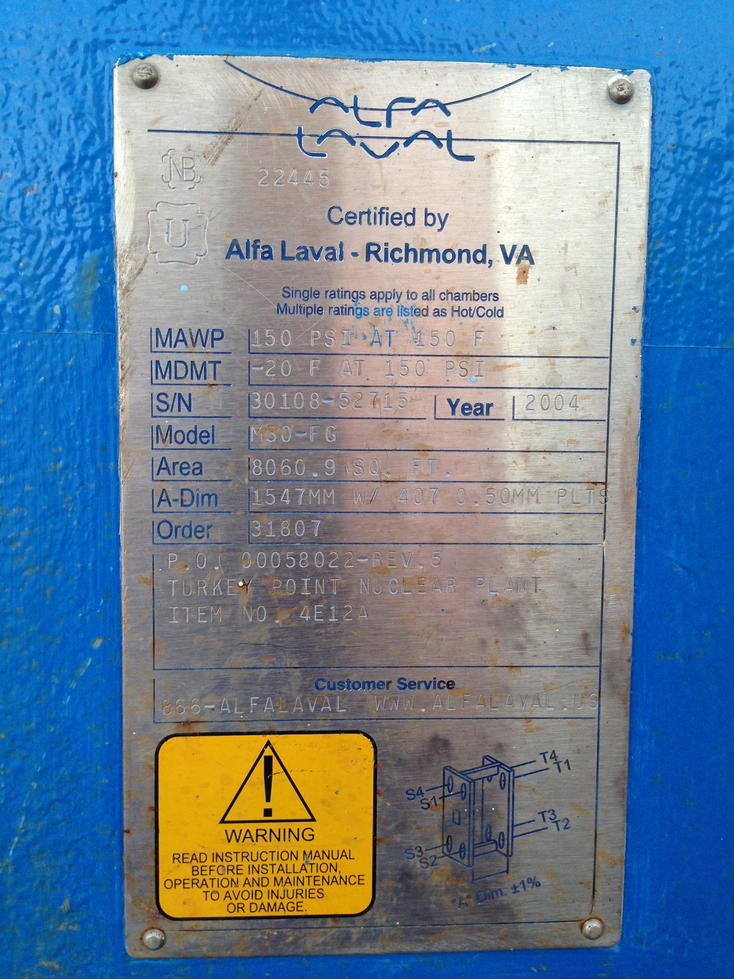 IPP# 221365, 748.8 m² (8,060 ft²)  Titanium Plate and Frame Heat Exchanger For Sale