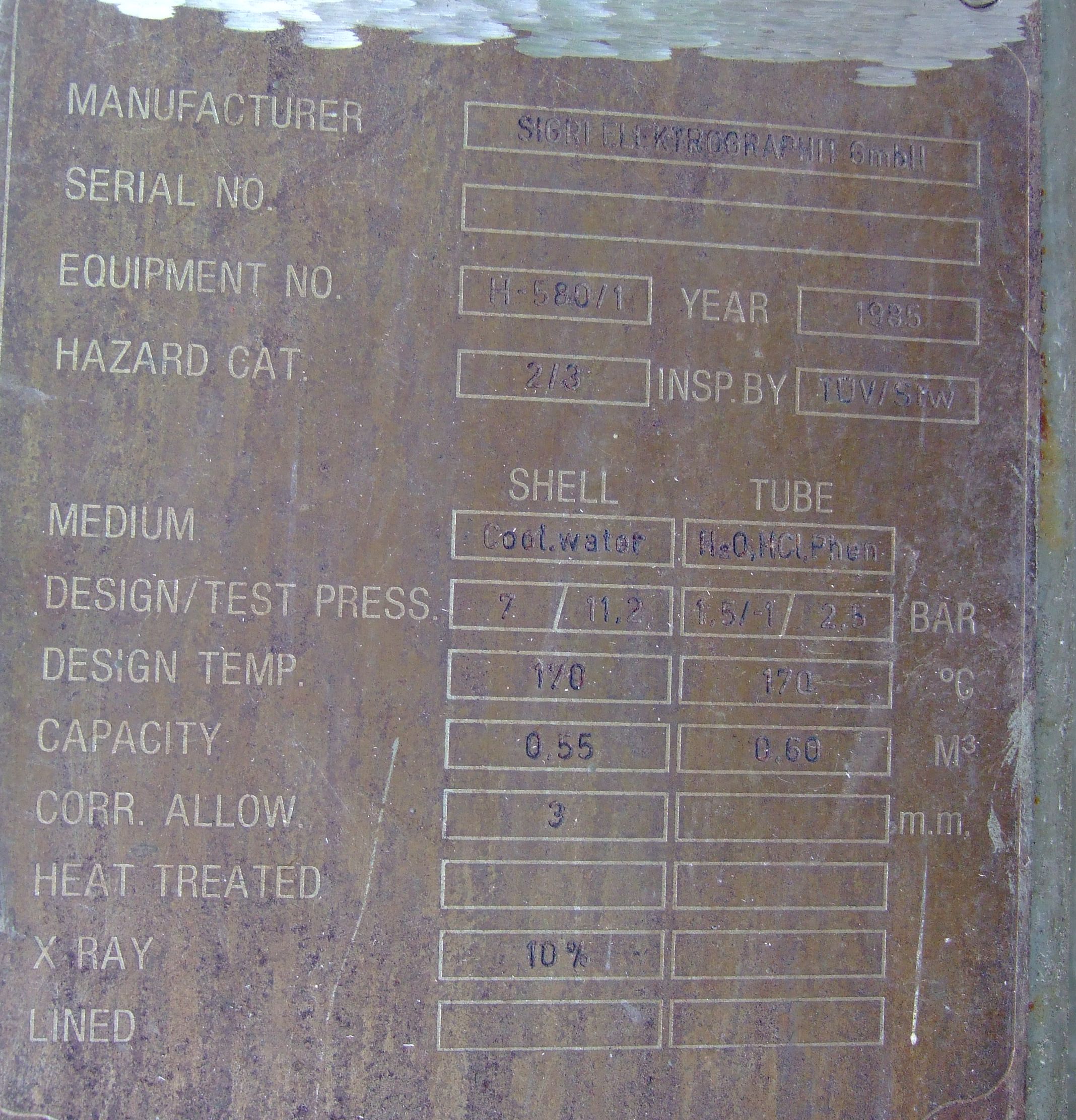 IPP# 221558, 81 m² (871.9 ft²)  Graphite Shell and Tube Heat Exchanger For Sale