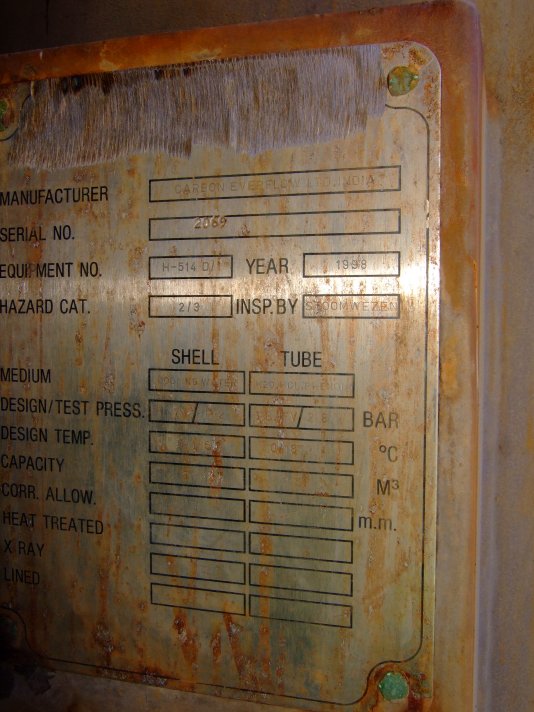 IPP# 221520, 71.7 m² (771.8 ft²)  Graphite Shell and Tube Heat Exchanger For Sale