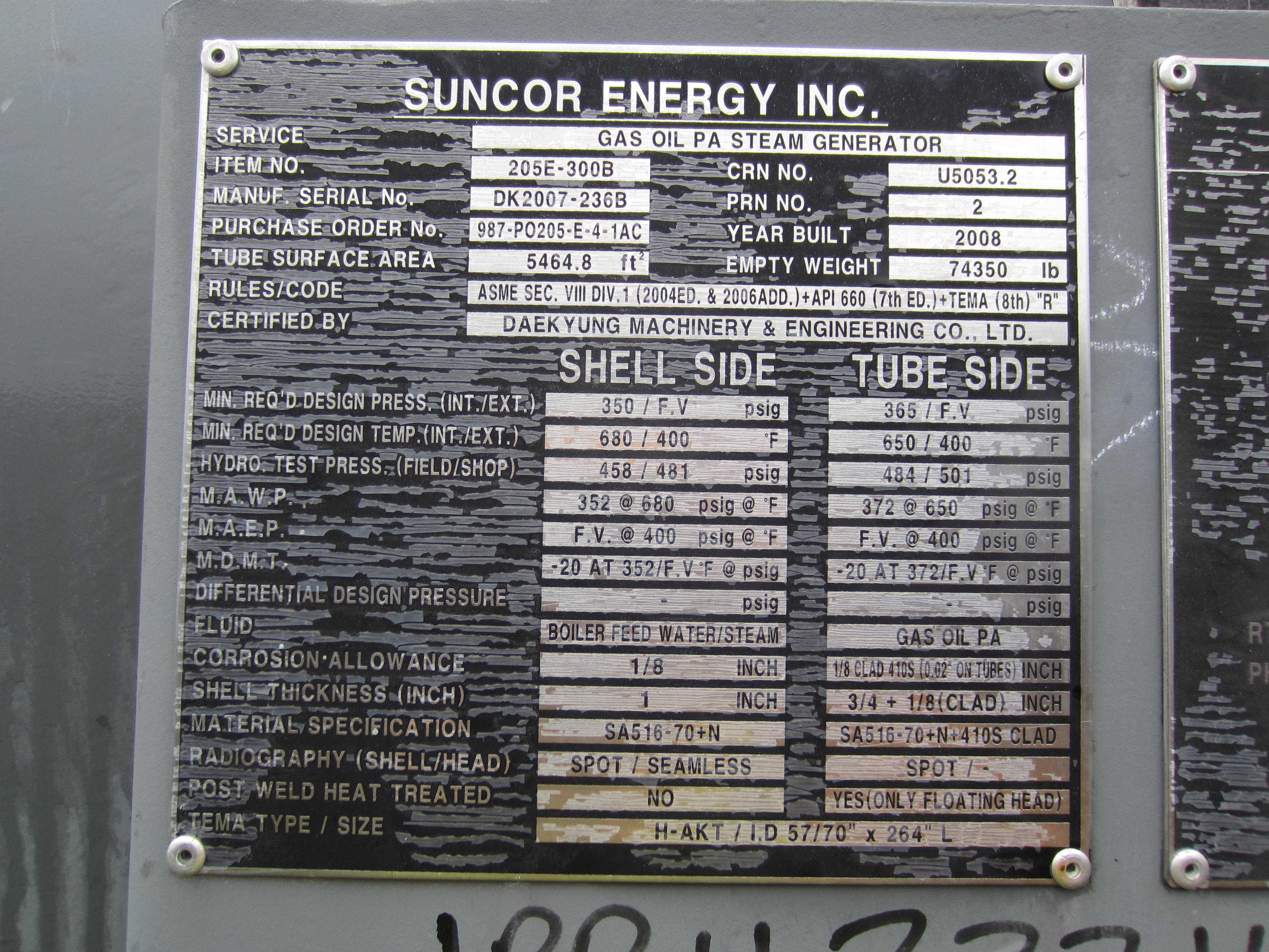 Unused Stainless Steel Other Clad Shell and Tube Heat Exchanger - IPP# 222145