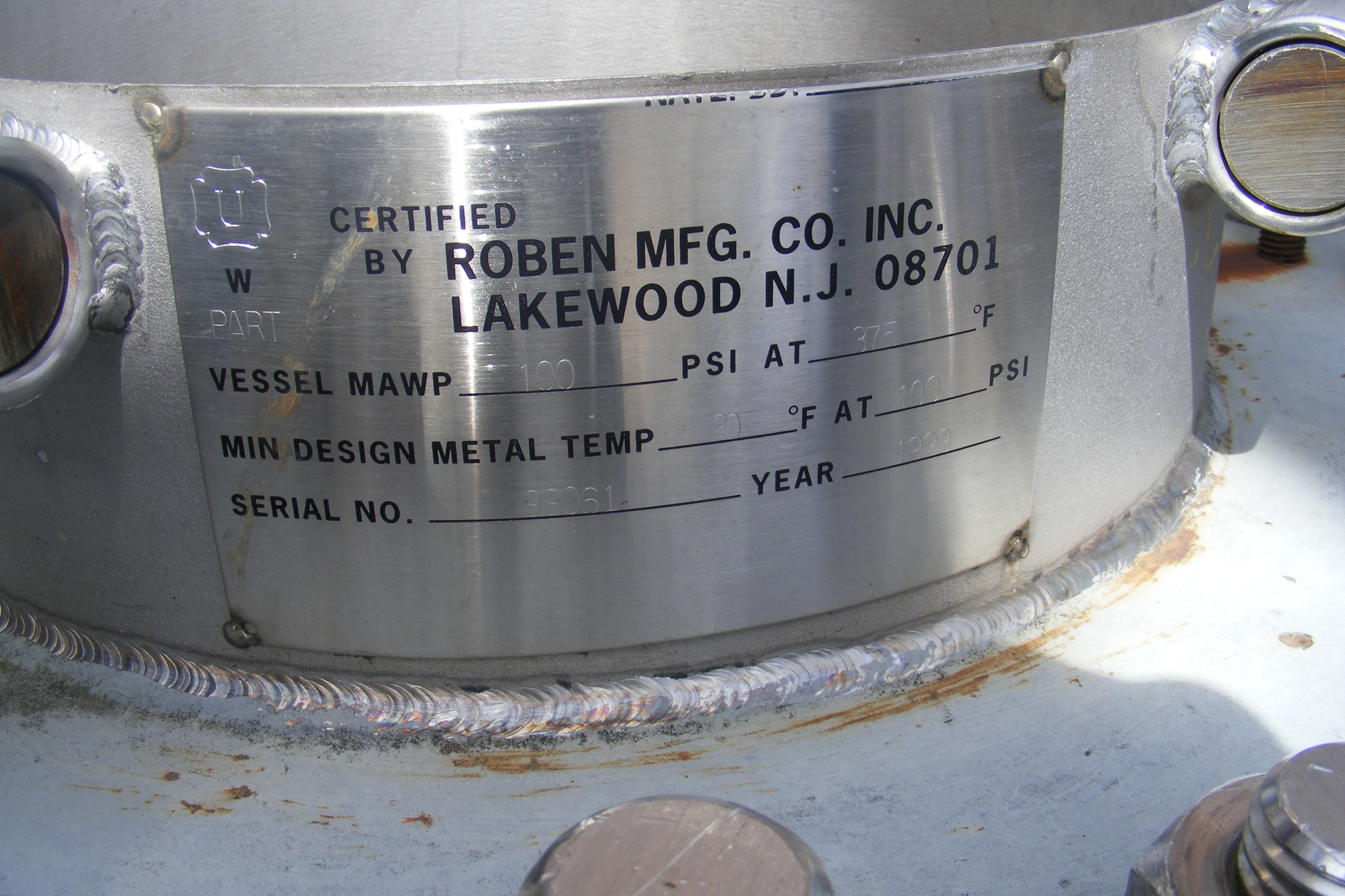 IPP# 222557, 2,271 L (600 gallons)  Stainless Steel 316 Batch-Type Agitated Reactor For Sale