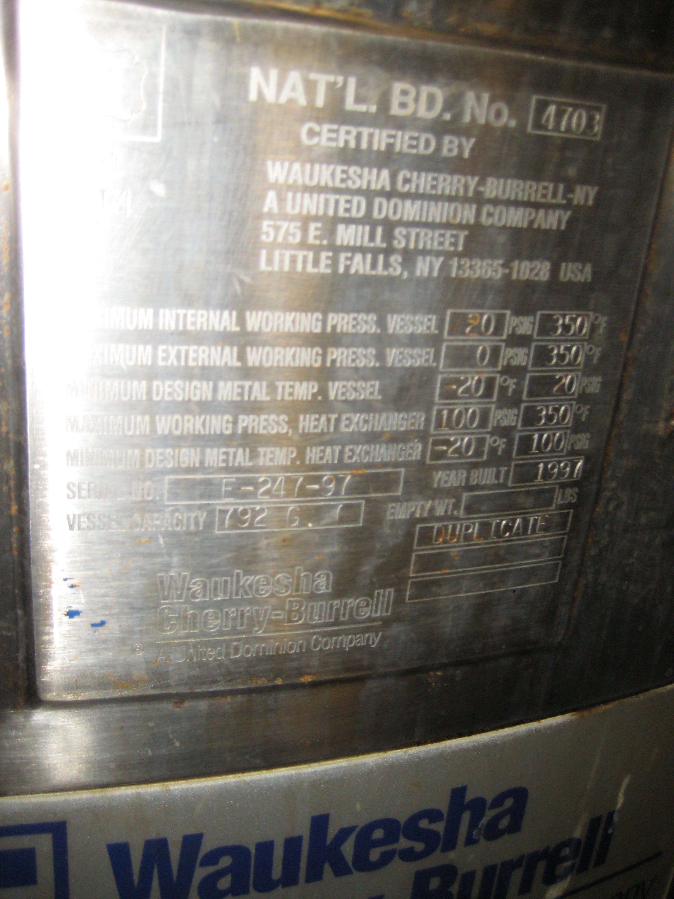 IPP# 223165, 2,998 L (792 gallons)  Stainless Steel 316 Batch-Type Agitated Reactor For Sale