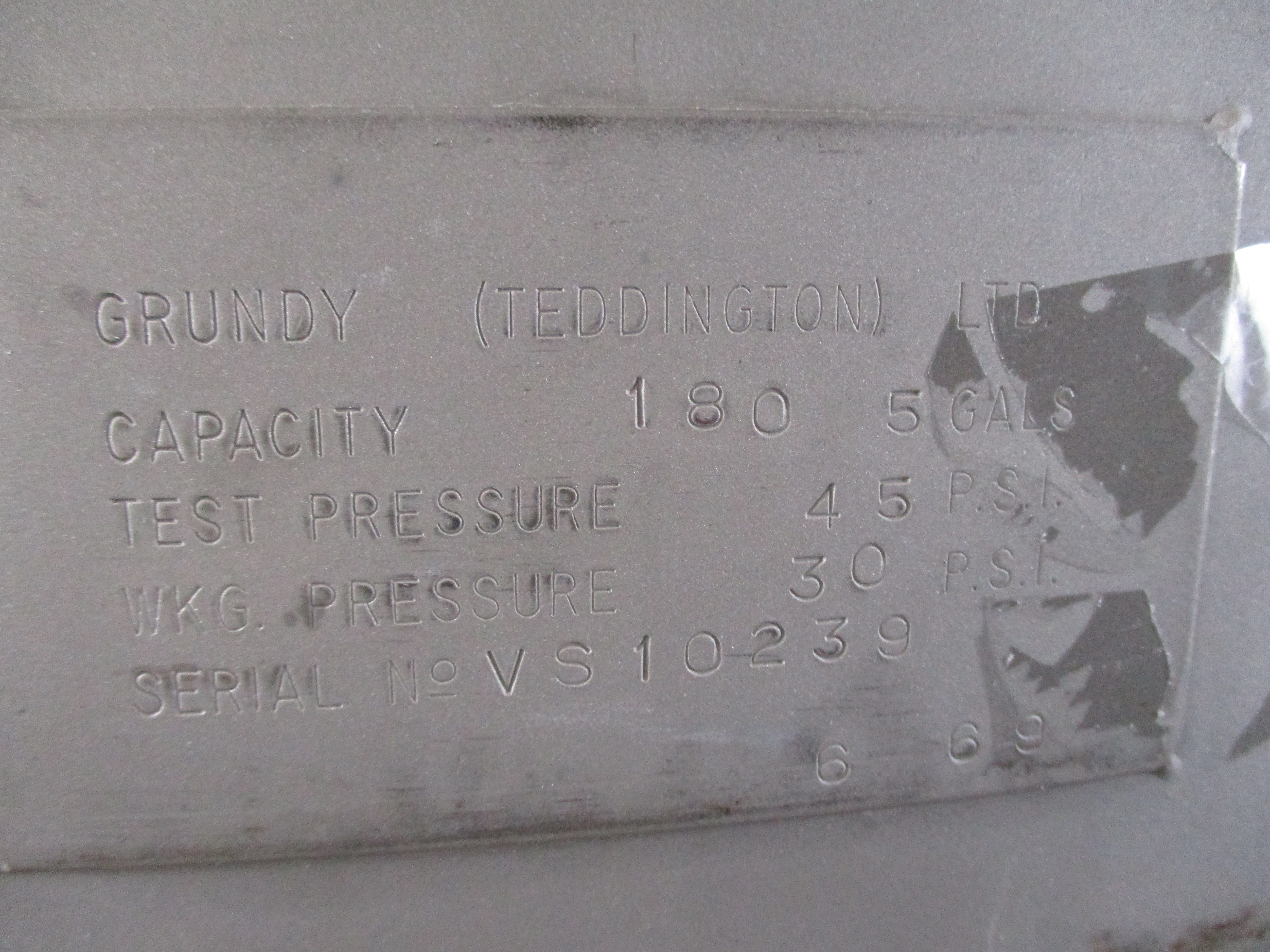 Stainless Steel 304 Grundy (Teddington) Ltd. Tank - IPP# 234923