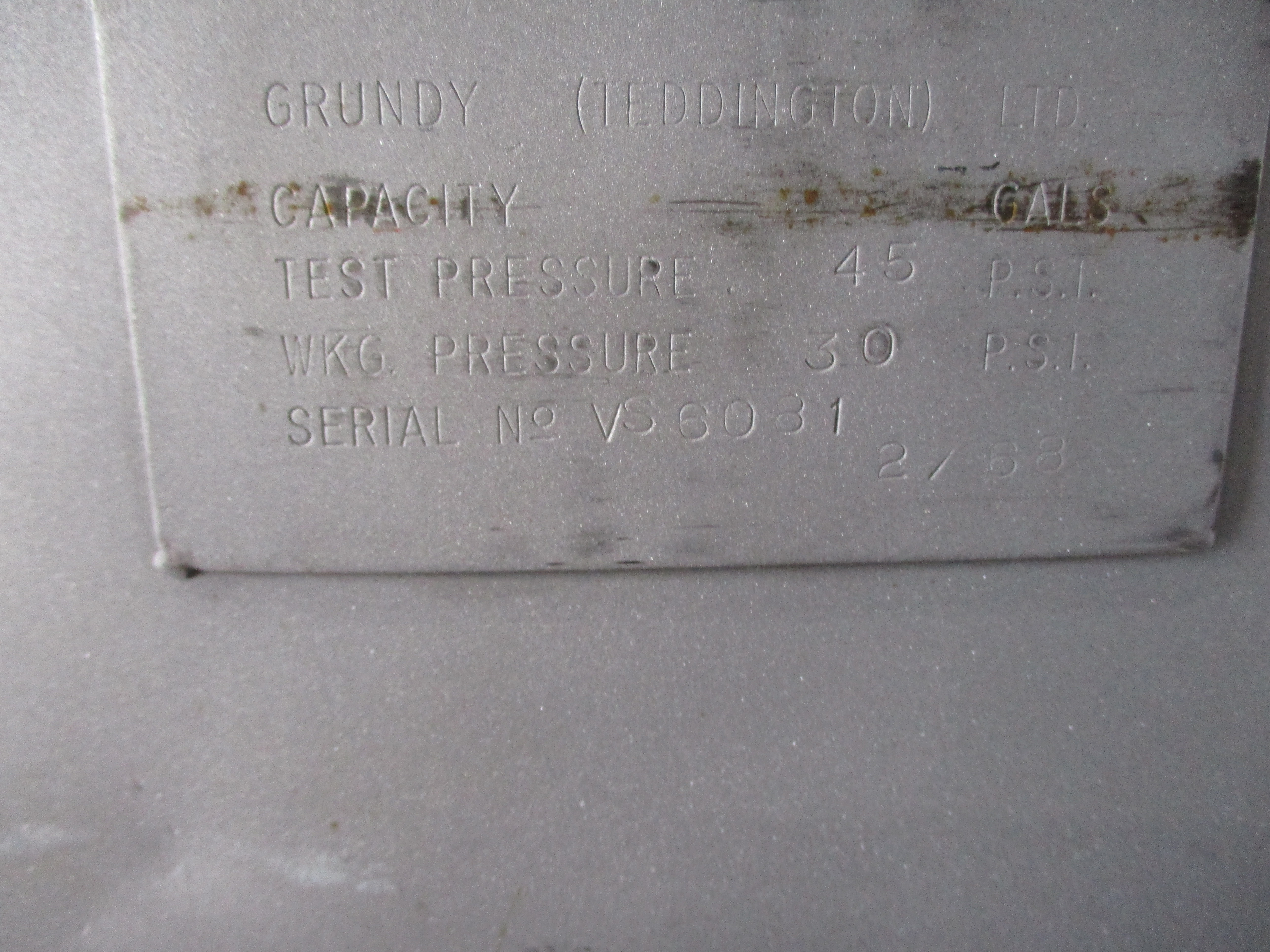 Stainless Steel 304 Grundy (Teddington) Ltd. Tank - IPP# 234925