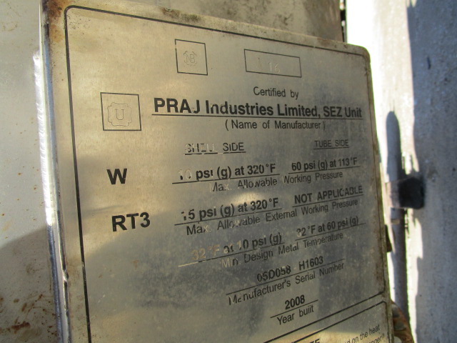 IPP# 235344, 370.4 m² (3,987 ft²) Unused Stainless Steel 304 Shell and Tube Heat Exchanger For Sale