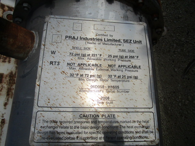 Unused Shell and Tube Heat Exchanger 48.9 m² (526 ft²) Stainless Steel 304 For Sale - IPP# 235346