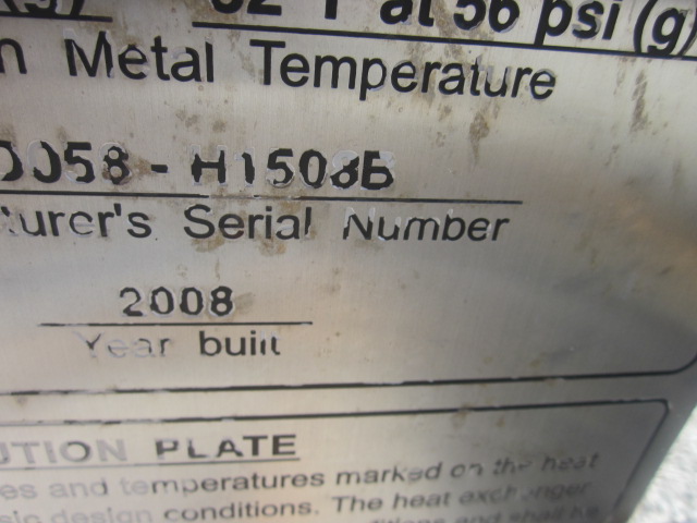 IPP# 235337, 53.9 m² (580 ft²) Unused Stainless Steel 304 Shell and Tube Heat Exchanger For Sale