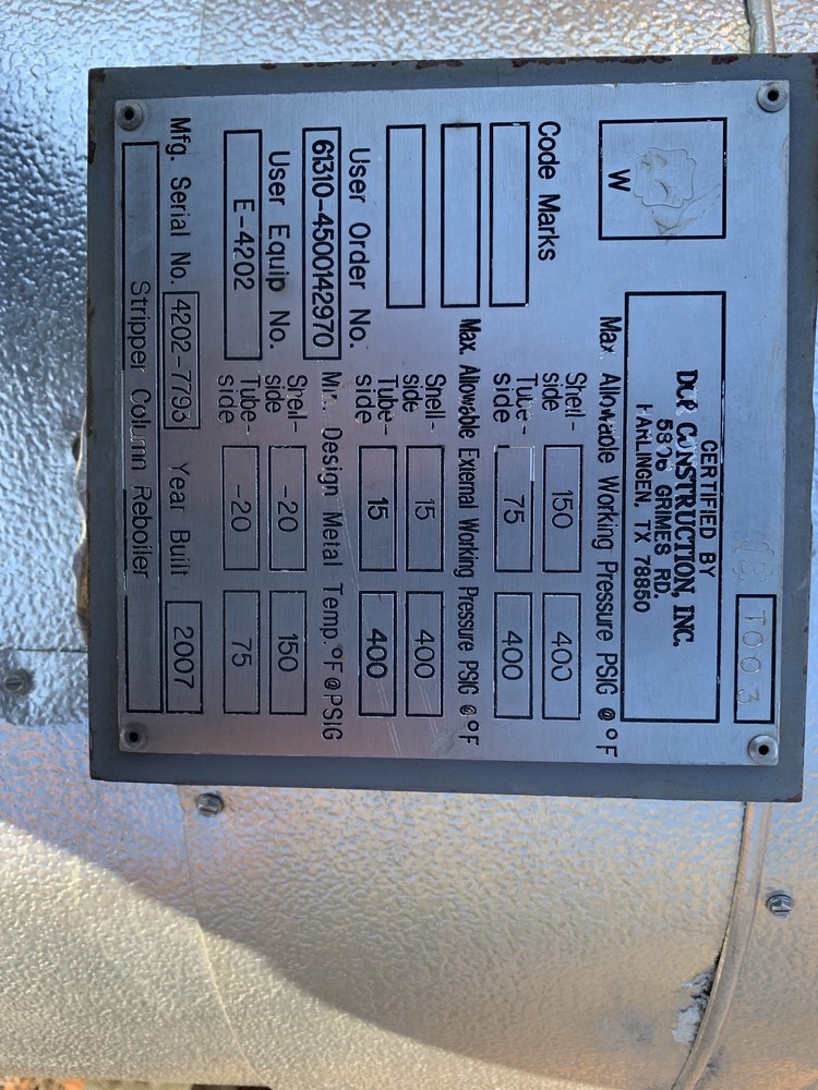 IPP# 235744, 120.8 m² (1,300 ft²)  Stainless Steel 304 Shell and Tube Heat Exchanger For Sale