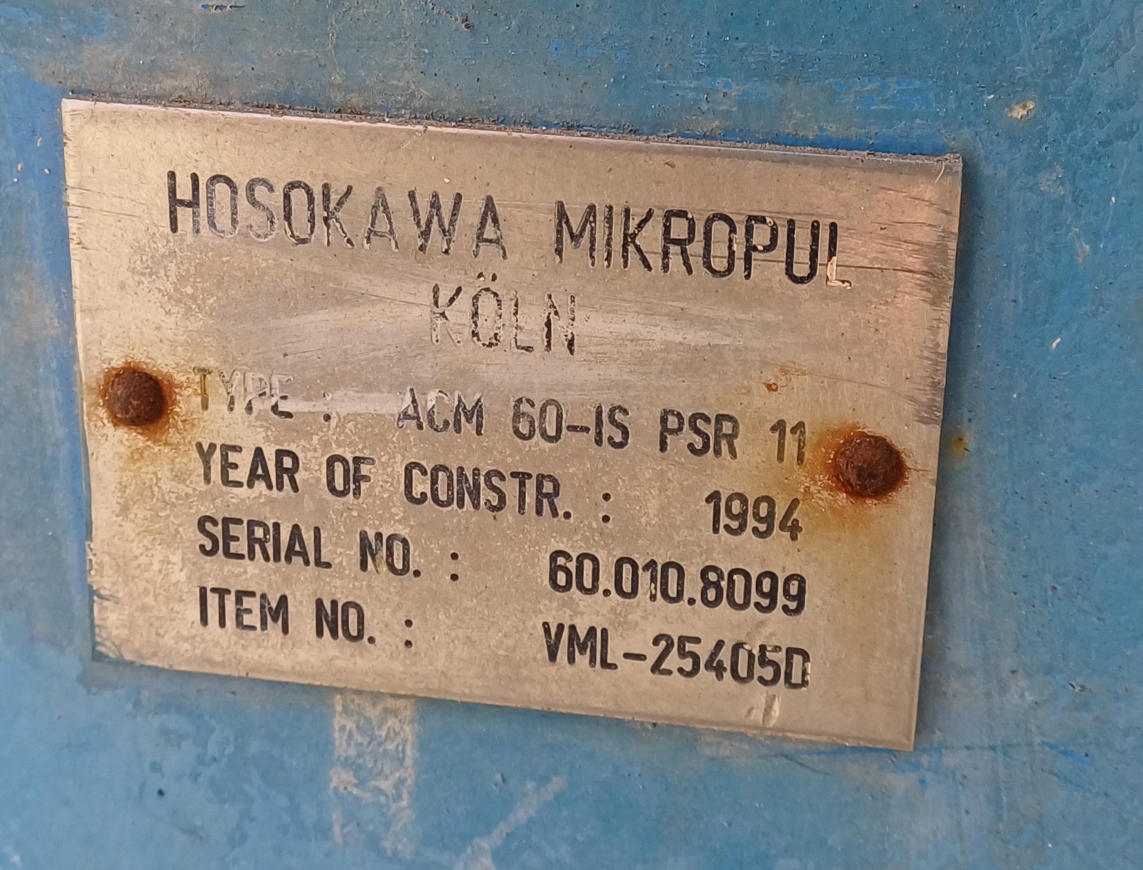 Stainless Steel 304 Hosokawa Mikropul ACM 60-IS PSR-11 Air Classifier mill - IPP# 235957