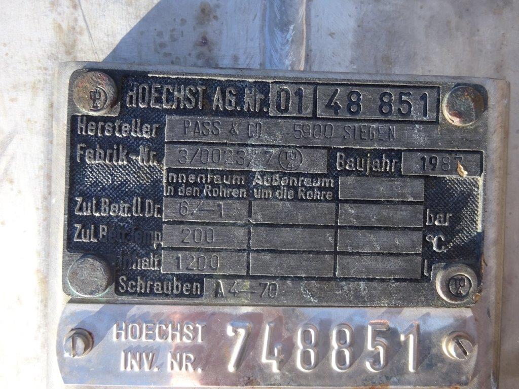   Tank 1,200 L (317 gallons) Stainless Steel Austenitic For Sale - IPP# 231107