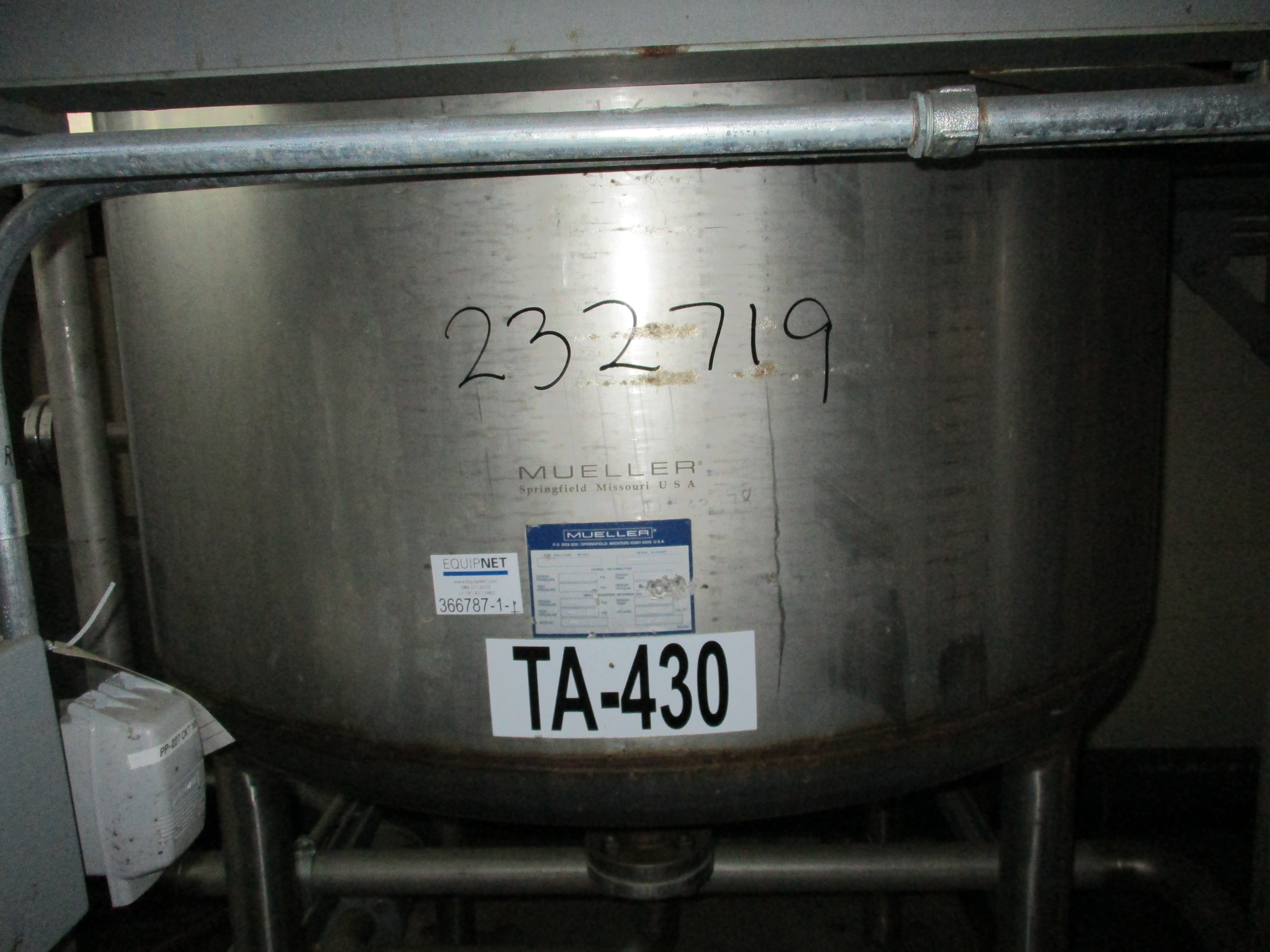 IPP# 232719, 1,514 L (400 gallons)  Stainless Steel 316  Tank For Sale