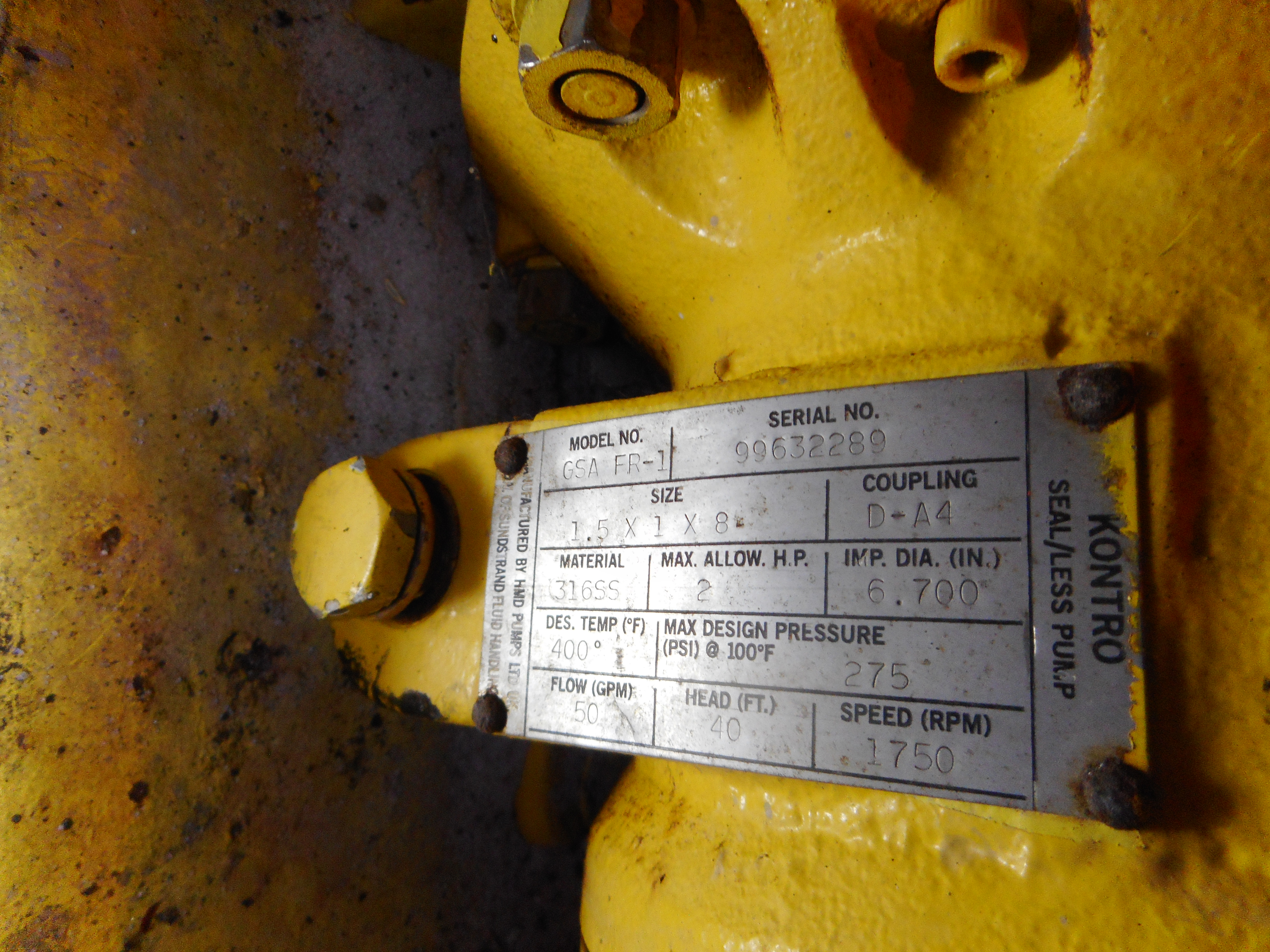  Centrifugal Pump 22.7 m3/h (100 GPM) Stainless Steel 316 For Sale - IPP# 233336