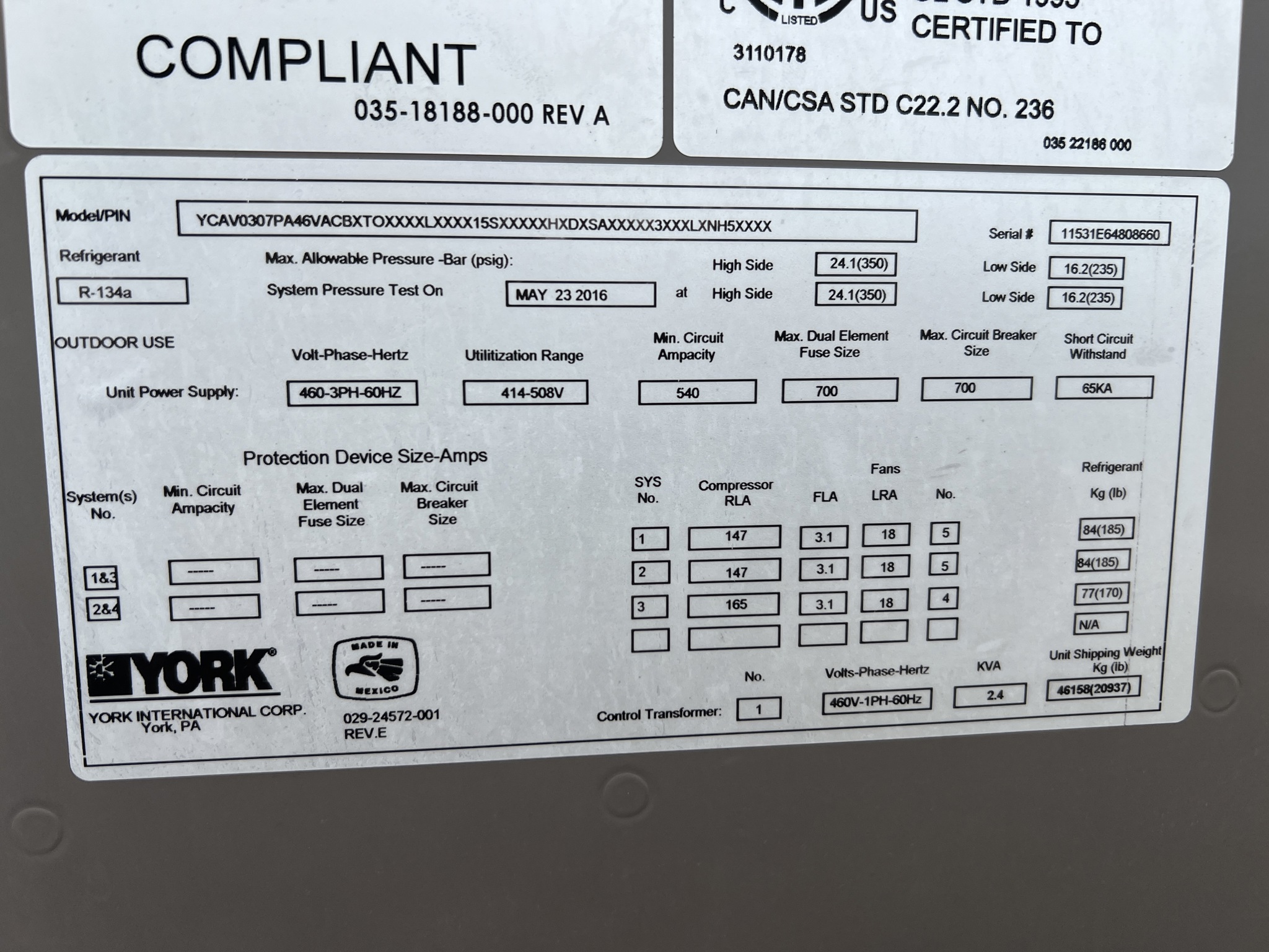 IPP# 245545, 911,721 kcal/h (301.5 Ref. Ton)  Carbon Steel Air Cooled Chiller For Sale