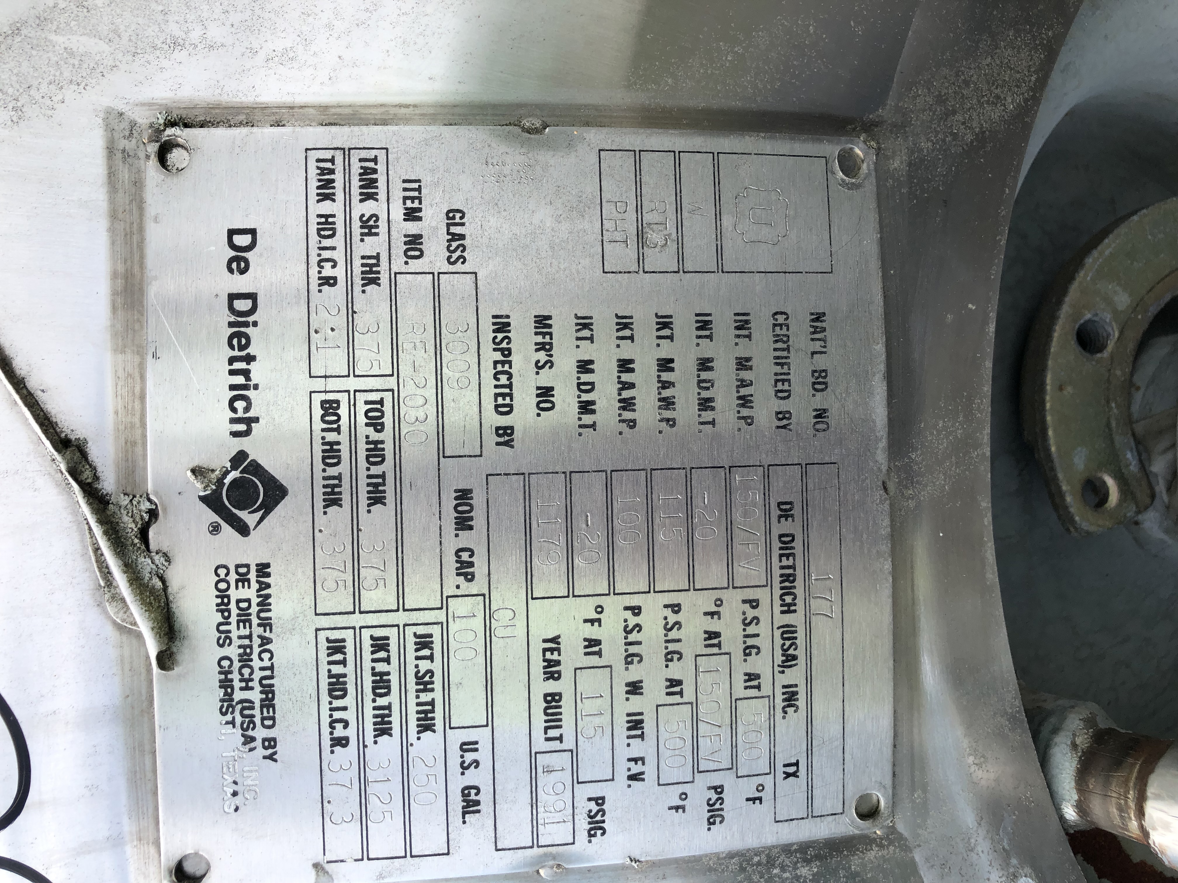 IPP# 245561, 378.5 L (100 gallons)  Glasslined Batch-Type Agitated Reactor For Sale