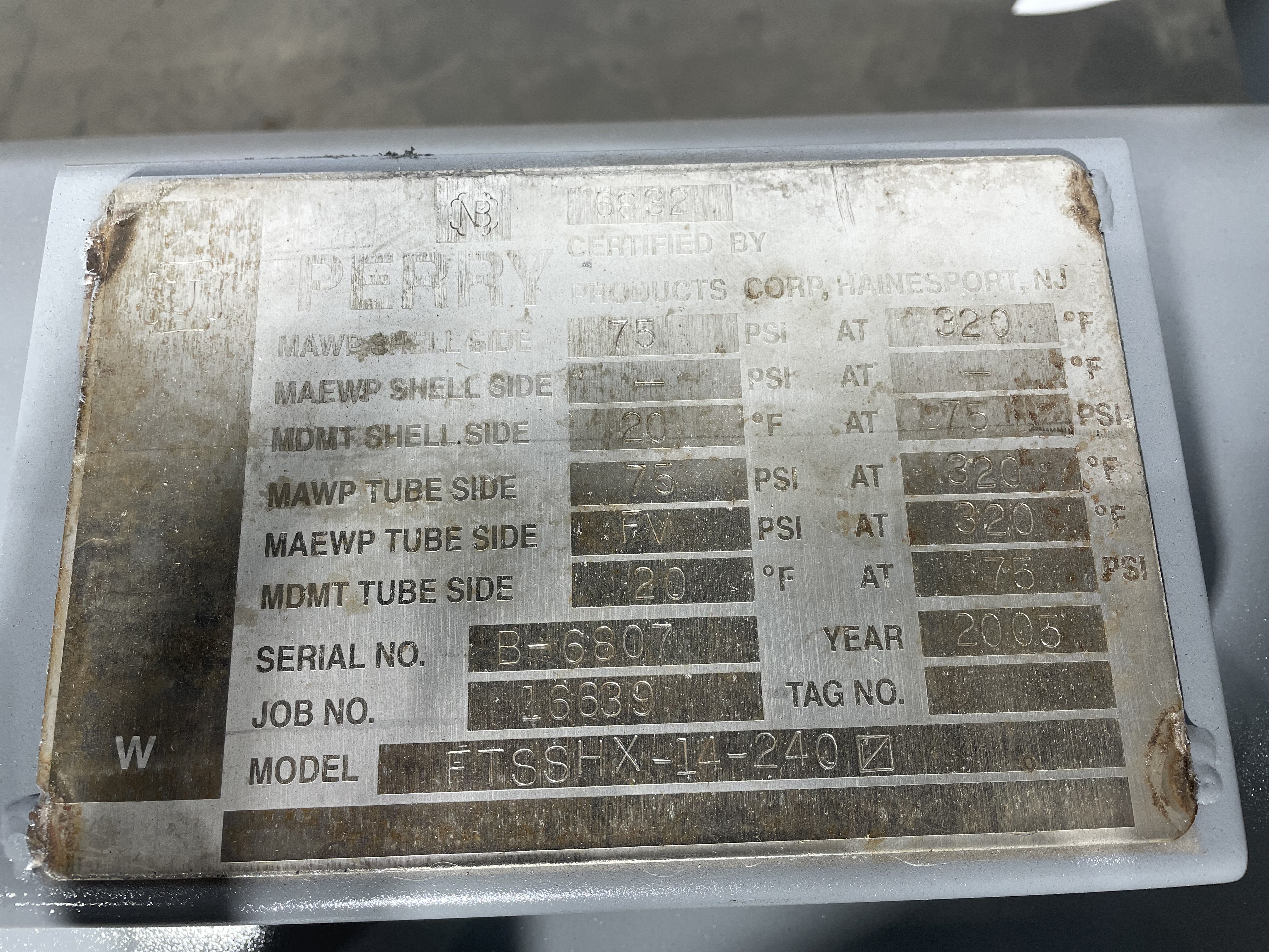 Hastelloy - C276 Perry Products Co. FTSSHX-14-240 Shell and Tube Heat Exchanger - IPP# 245529