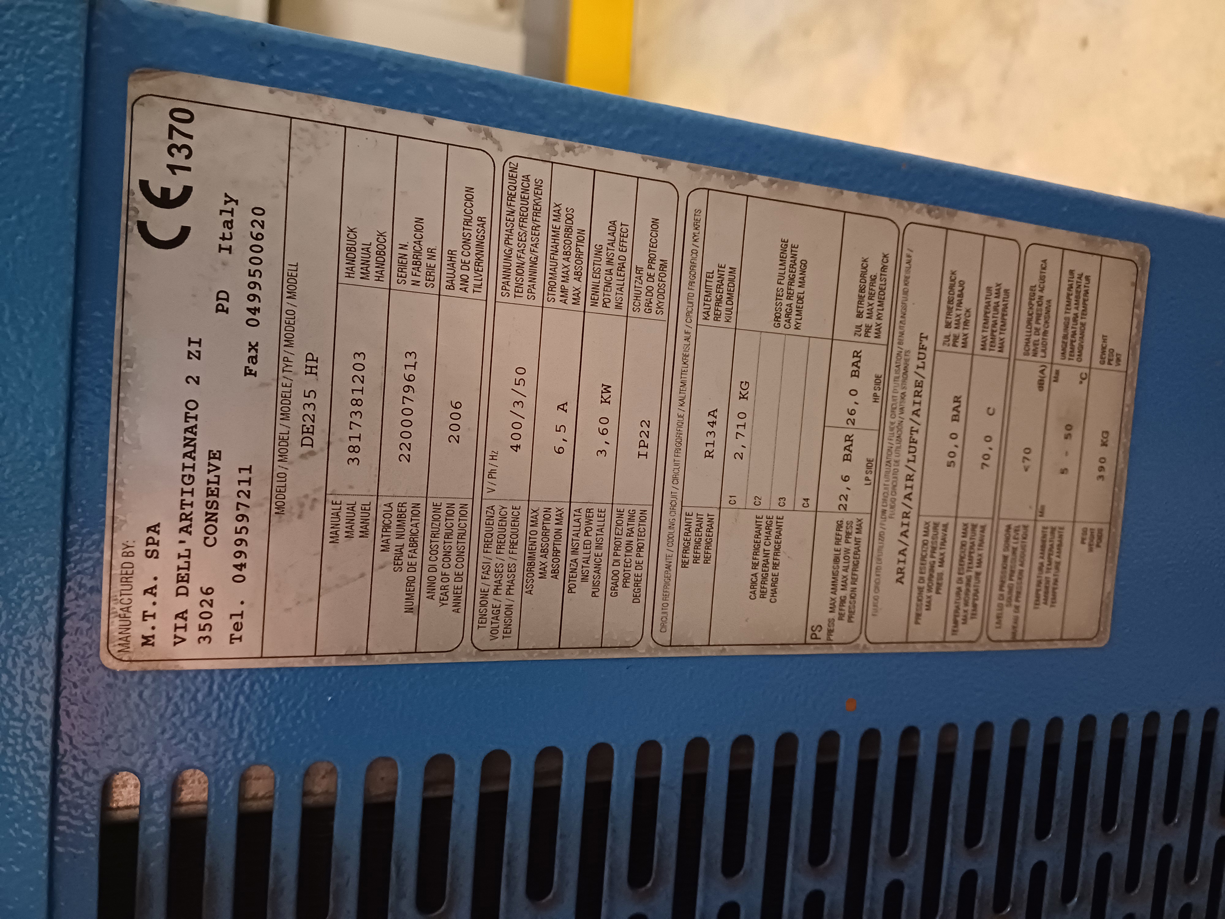 IPP# 245816, 1,224 m3/h (720.4 CFM)  Carbon Steel Reciprocating Compressor For Sale